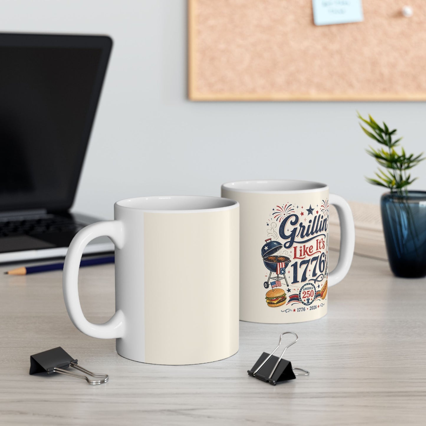BBQ Grill Dad Ceramic Mug – 'Grillin' Since 19??' Patriotic Barbecue Coffee Cup (11oz & 15oz)