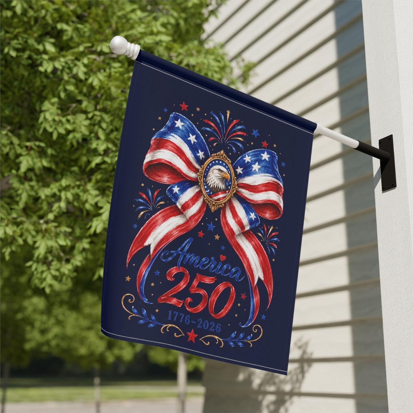 Garden Flag - America 250 Patriotic Bow Banner (1776–2026)