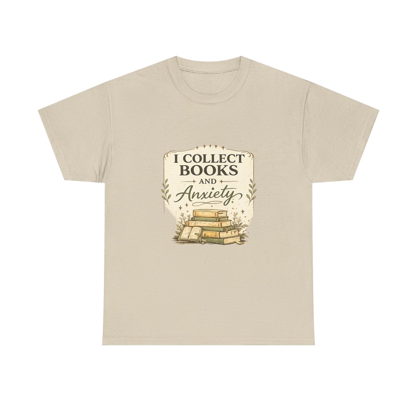 Book Lover Tee — "I Collect Books and Anxiety" Vintage Stack T‑Shirt