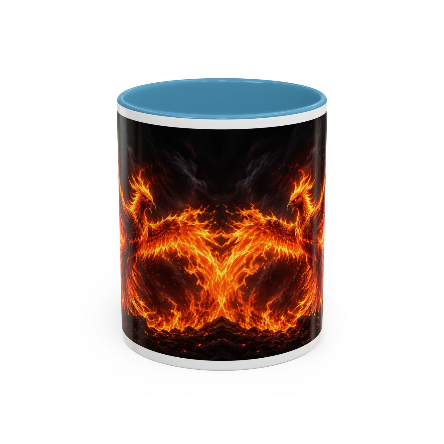 Flaming Phoenix Coffee Mug — Fiery Mythical Bird Accent Mug (11/15 oz)
