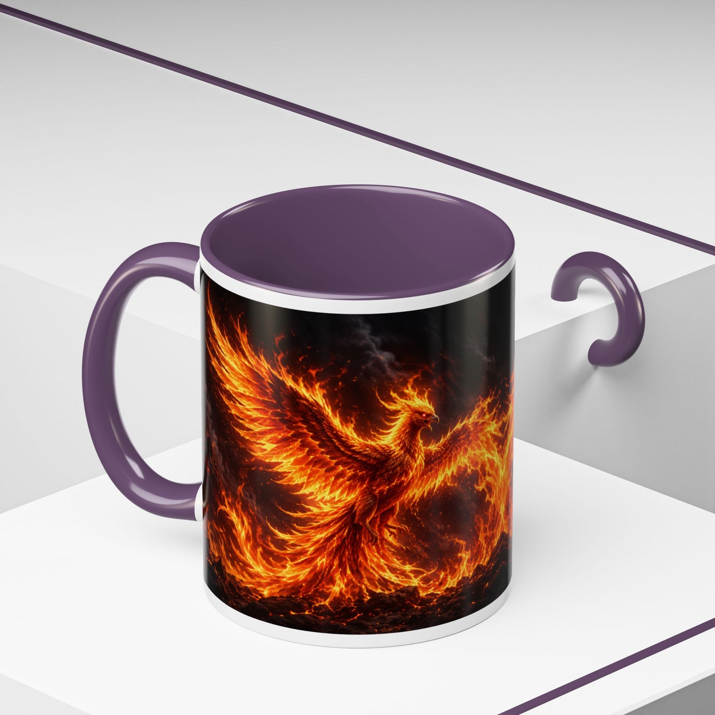 Flaming Phoenix Coffee Mug — Fiery Mythical Bird Accent Mug (11/15 oz)
