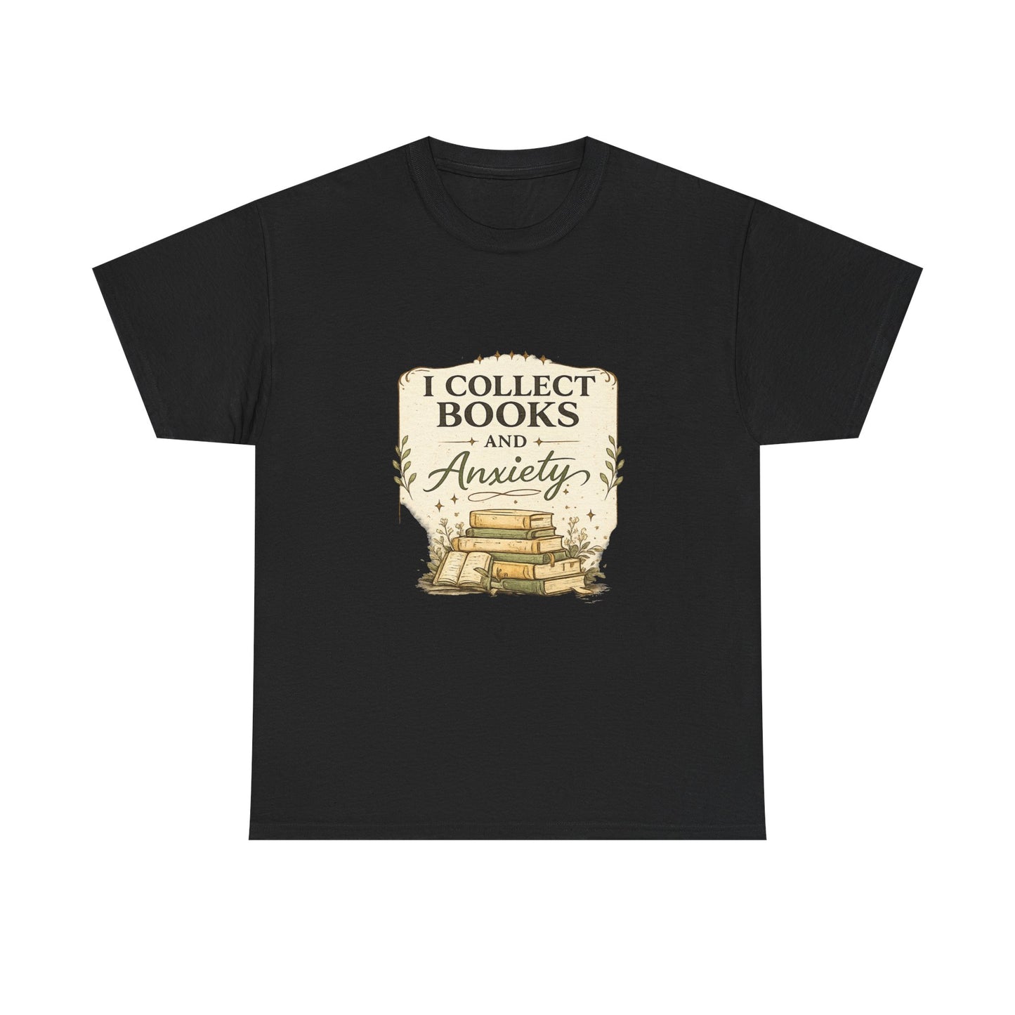 Book Lover Tee — "I Collect Books and Anxiety" Vintage Stack T‑Shirt
