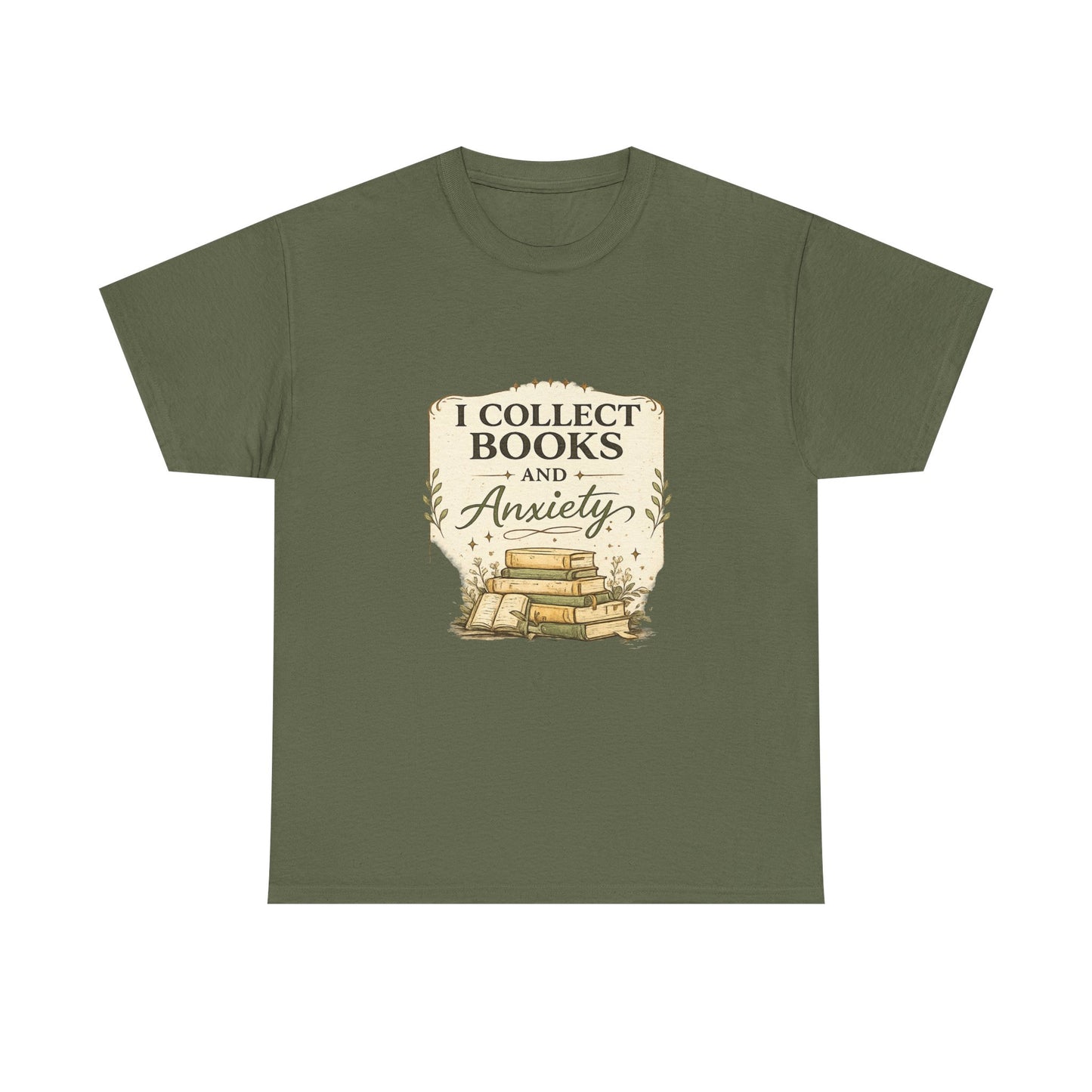 Book Lover Tee — "I Collect Books and Anxiety" Vintage Stack T‑Shirt