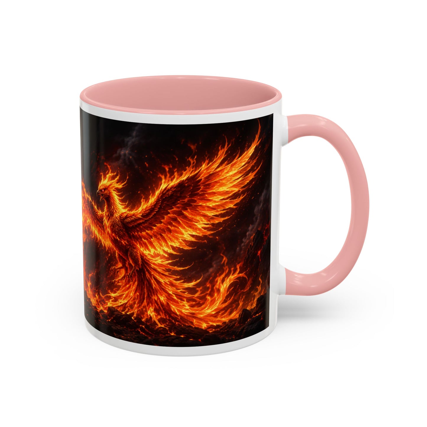 Flaming Phoenix Coffee Mug — Fiery Mythical Bird Accent Mug (11/15 oz)