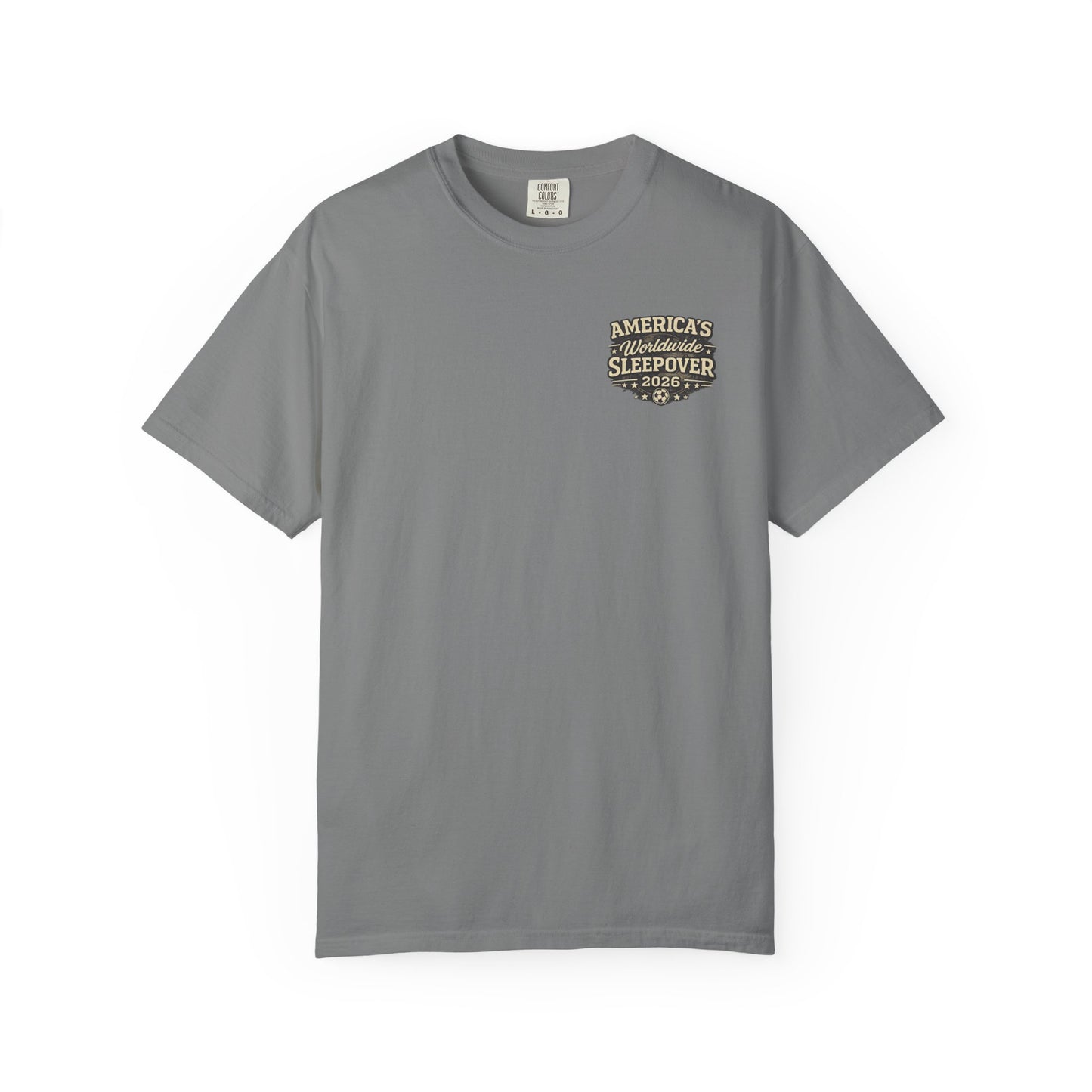 2026 Soccer Host Cities Shirt – Comfort Colors® Front & Back Graphic Tee | America's Worldwide Sleepover