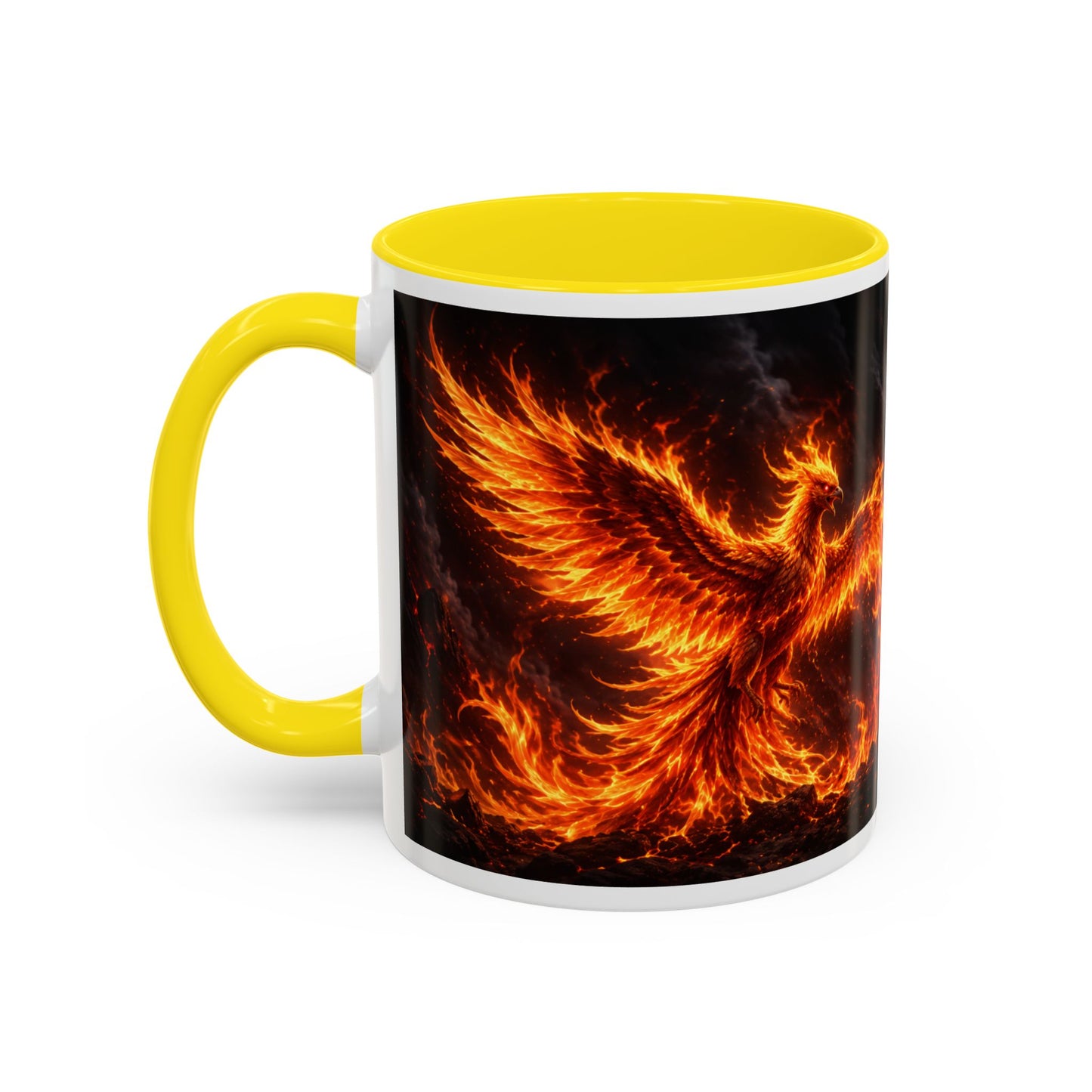 Flaming Phoenix Coffee Mug — Fiery Mythical Bird Accent Mug (11/15 oz)