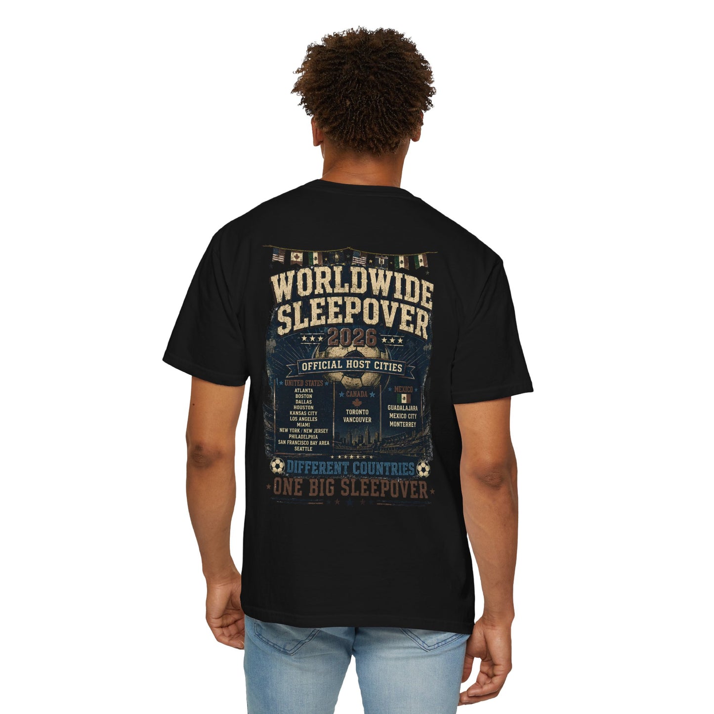 2026 Soccer Host Cities Shirt – Comfort Colors® Front & Back Graphic Tee | America's Worldwide Sleepover