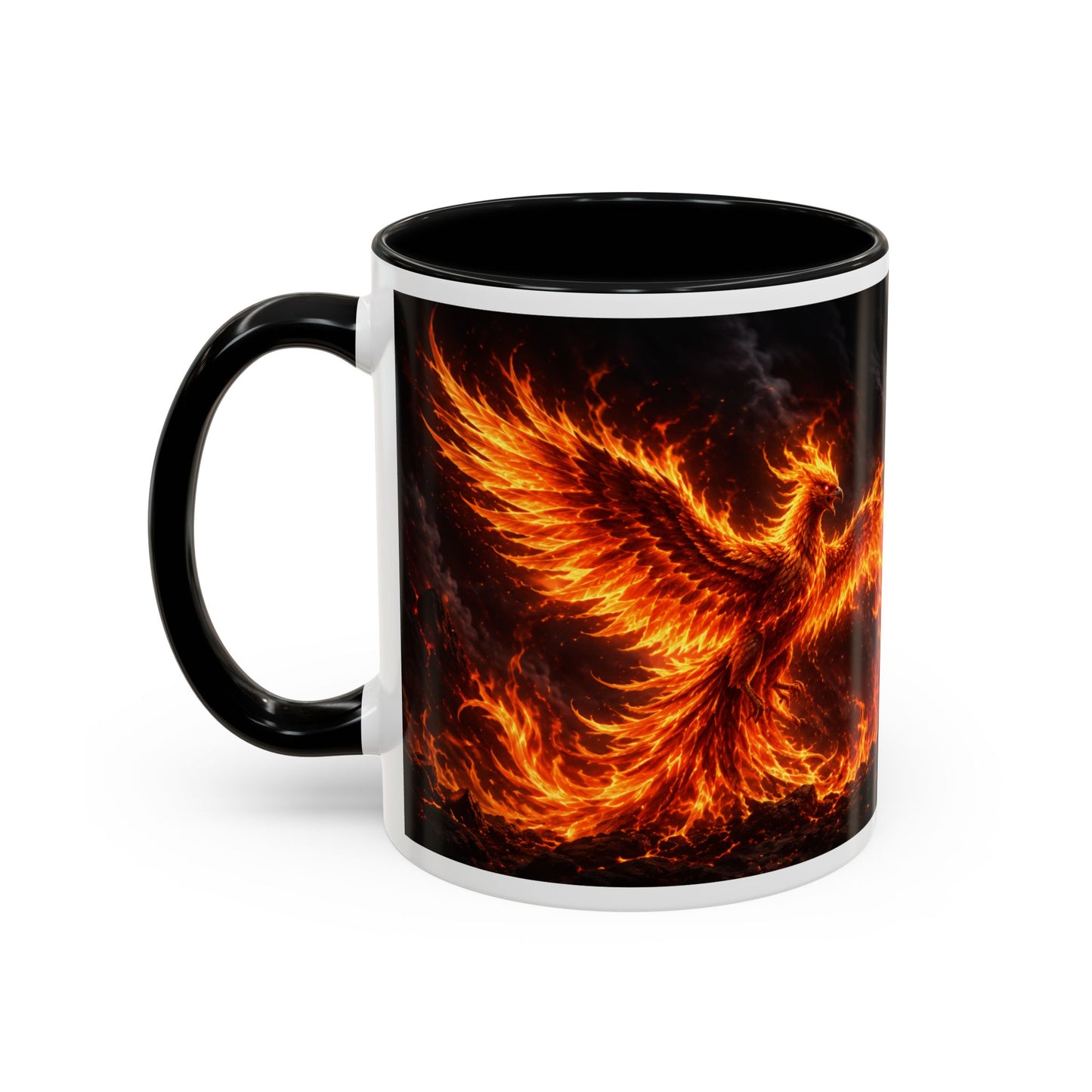 Flaming Phoenix Coffee Mug — Fiery Mythical Bird Accent Mug (11/15 oz)