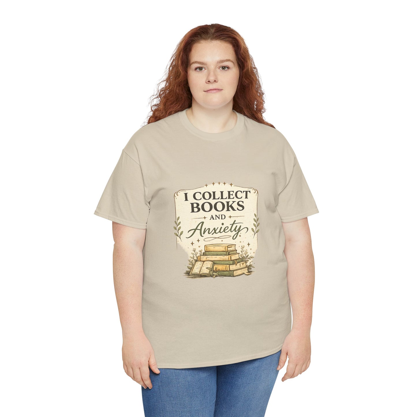 Book Lover Tee — "I Collect Books and Anxiety" Vintage Stack T‑Shirt