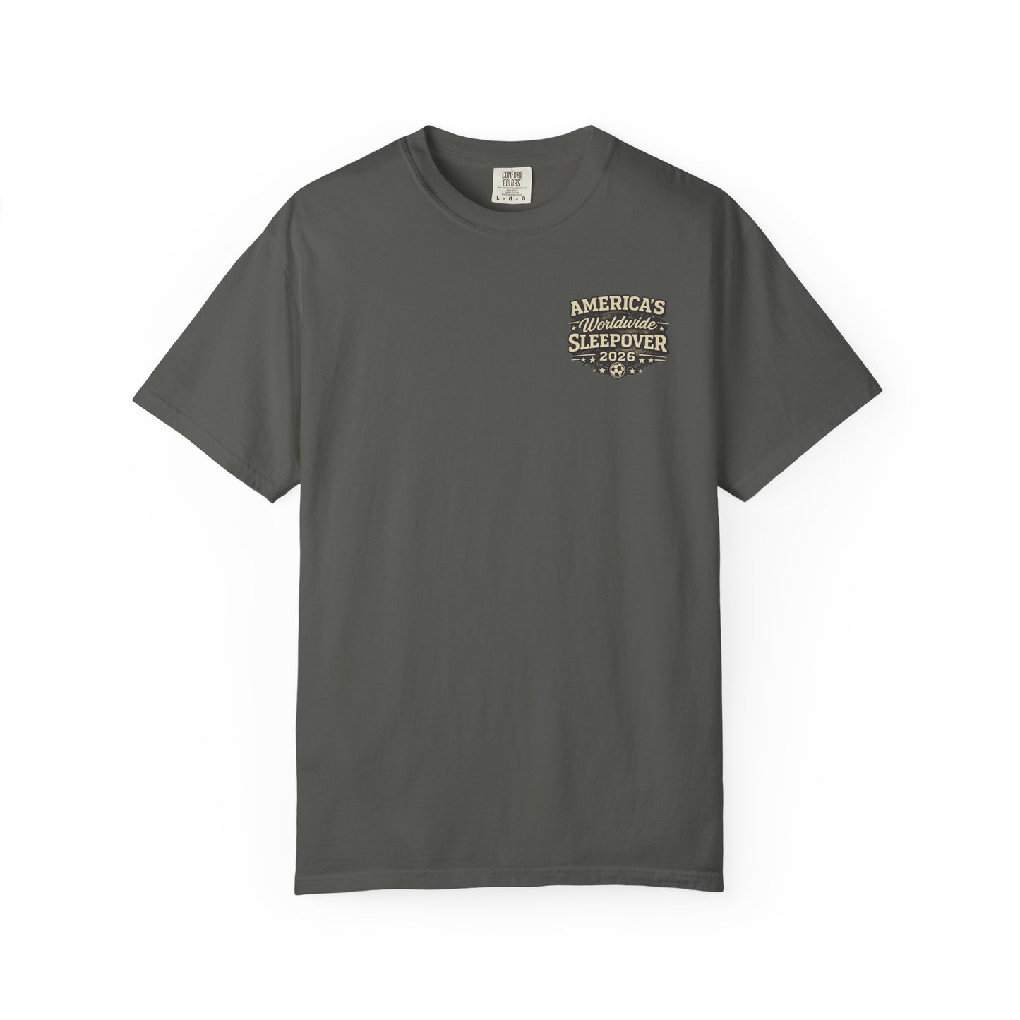 2026 Soccer Host Cities Shirt – Comfort Colors® Front & Back Graphic Tee | America's Worldwide Sleepover