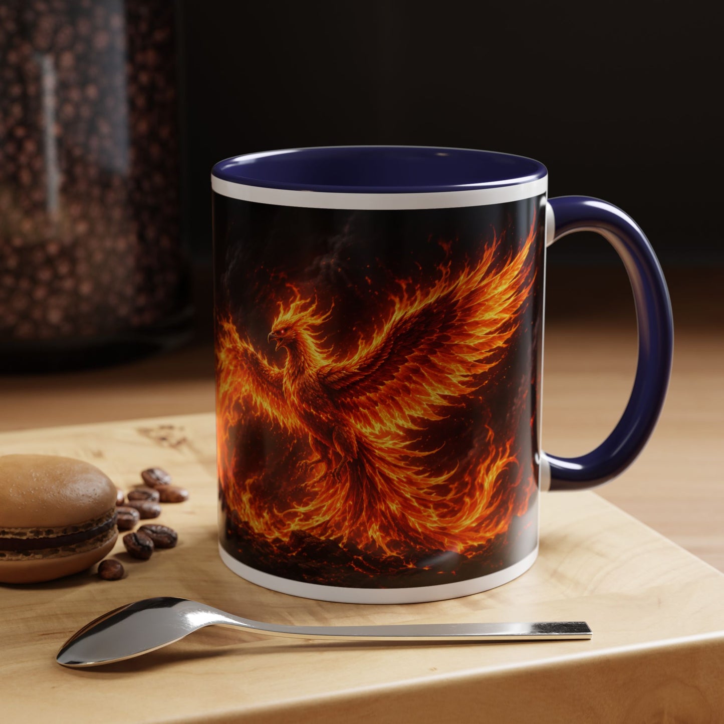 Flaming Phoenix Coffee Mug — Fiery Mythical Bird Accent Mug (11/15 oz)