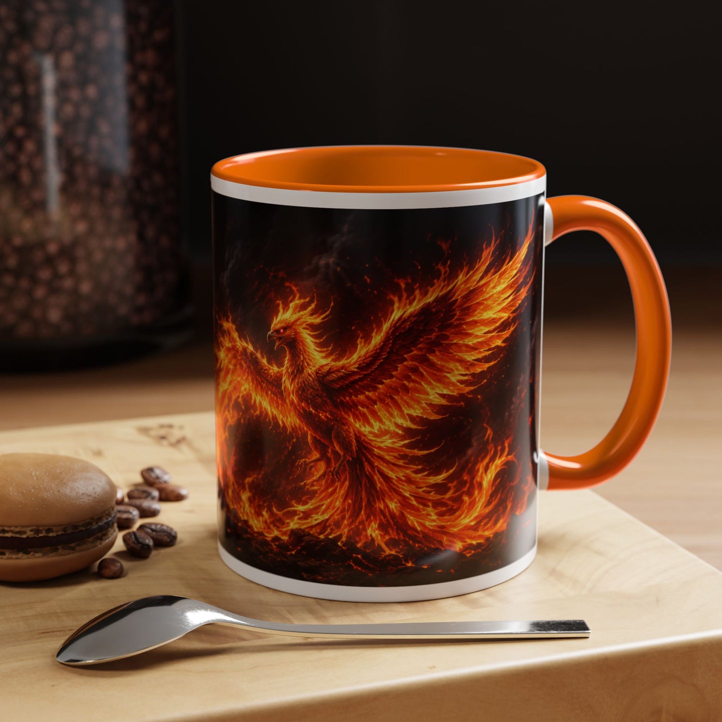 Flaming Phoenix Coffee Mug — Fiery Mythical Bird Accent Mug (11/15 oz)