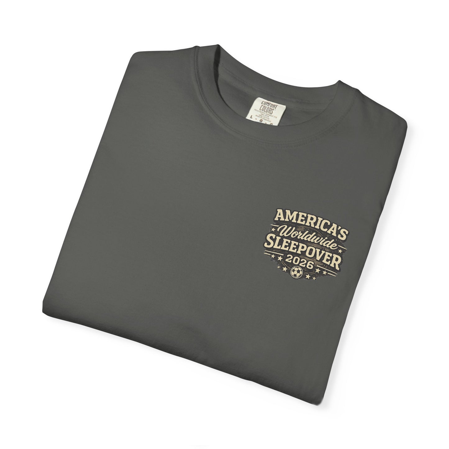 2026 Soccer Host Cities Shirt – Comfort Colors® Front & Back Graphic Tee | America's Worldwide Sleepover