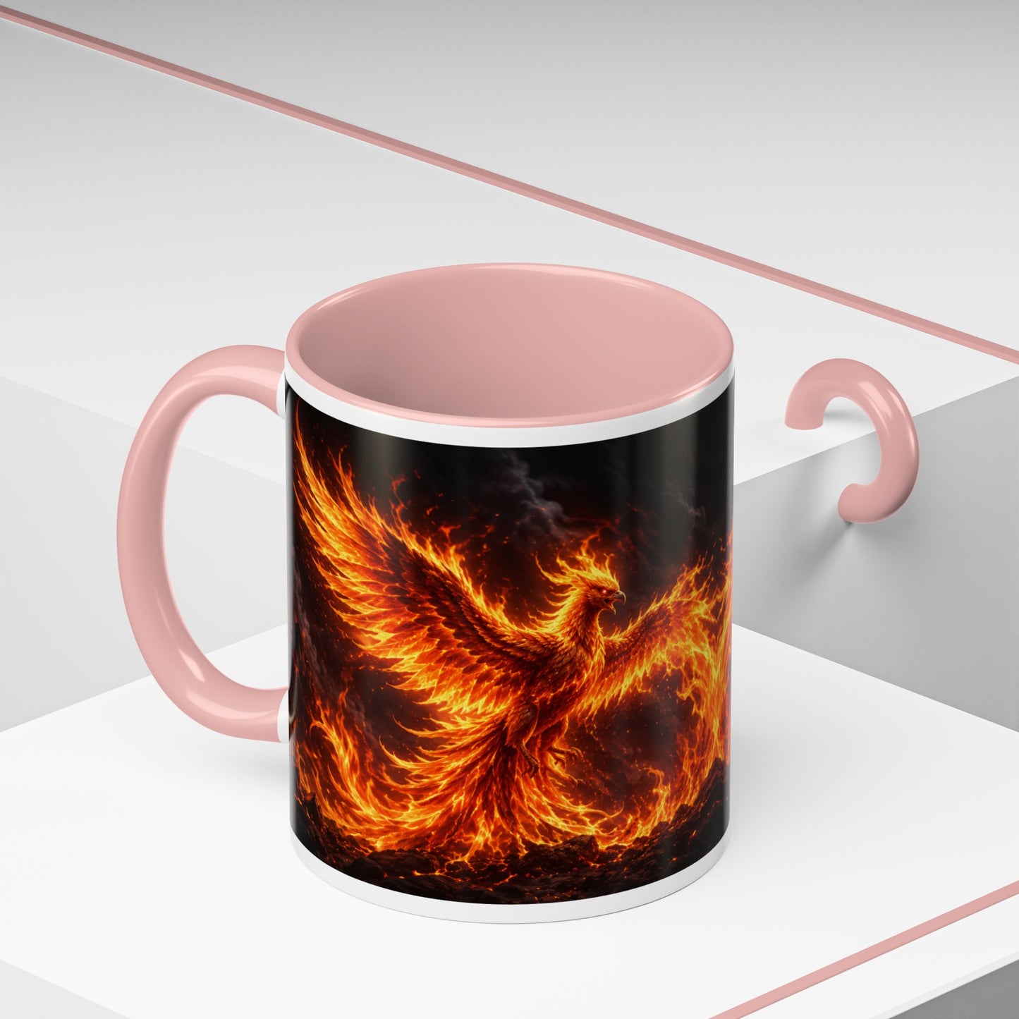 Flaming Phoenix Coffee Mug — Fiery Mythical Bird Accent Mug (11/15 oz)