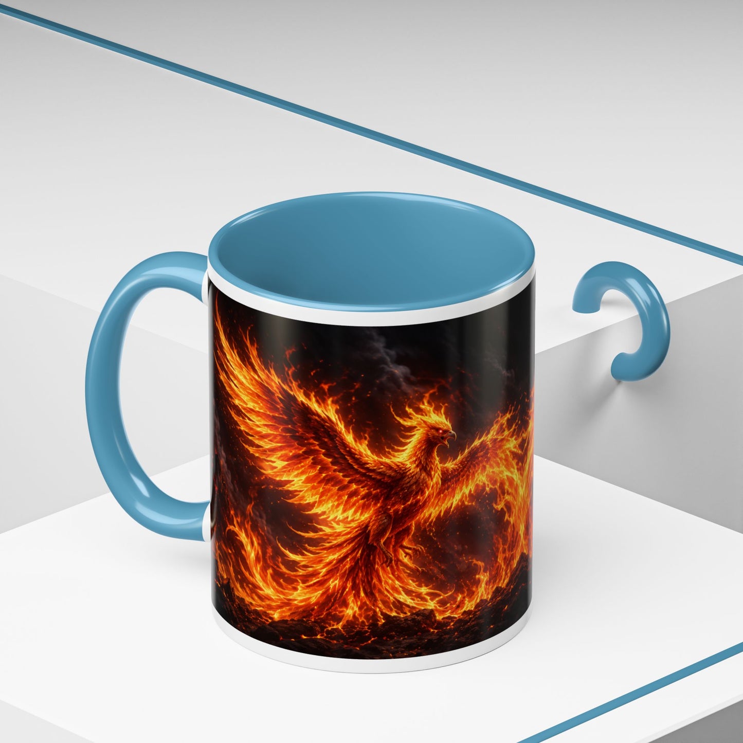 Flaming Phoenix Coffee Mug — Fiery Mythical Bird Accent Mug (11/15 oz)