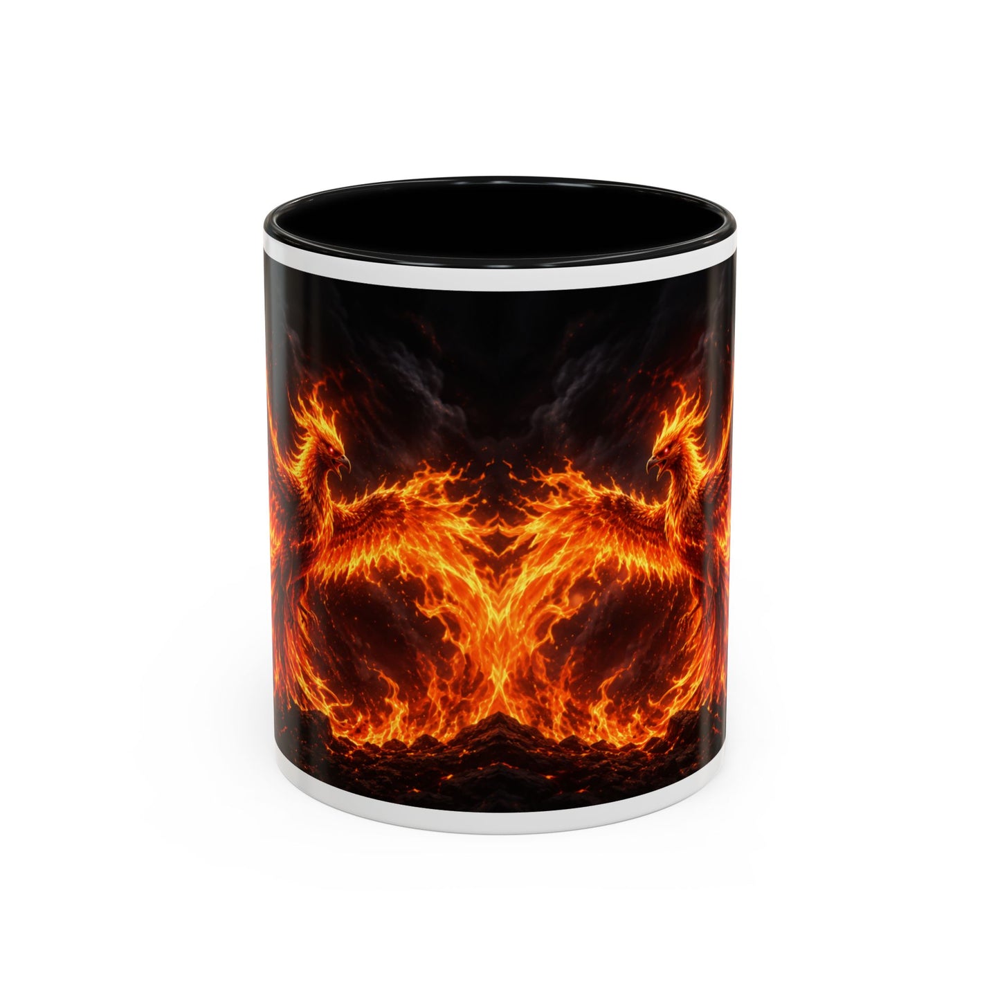 Flaming Phoenix Coffee Mug — Fiery Mythical Bird Accent Mug (11/15 oz)