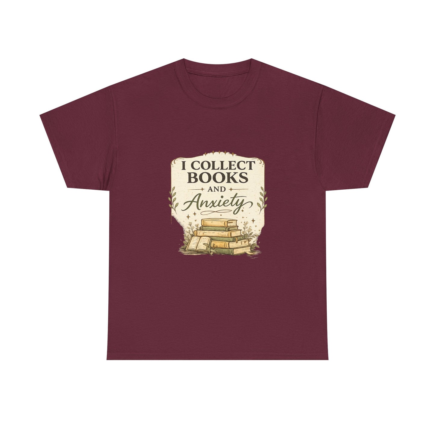 Book Lover Tee — "I Collect Books and Anxiety" Vintage Stack T‑Shirt