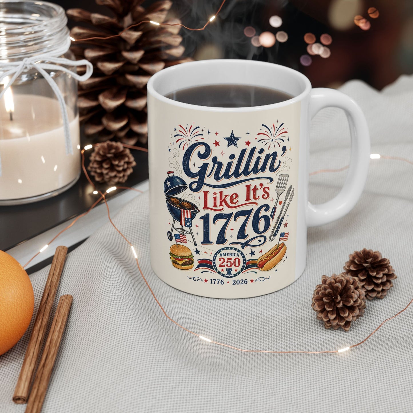 BBQ Grill Dad Ceramic Mug – 'Grillin' Since 19??' Patriotic Barbecue Coffee Cup (11oz & 15oz)