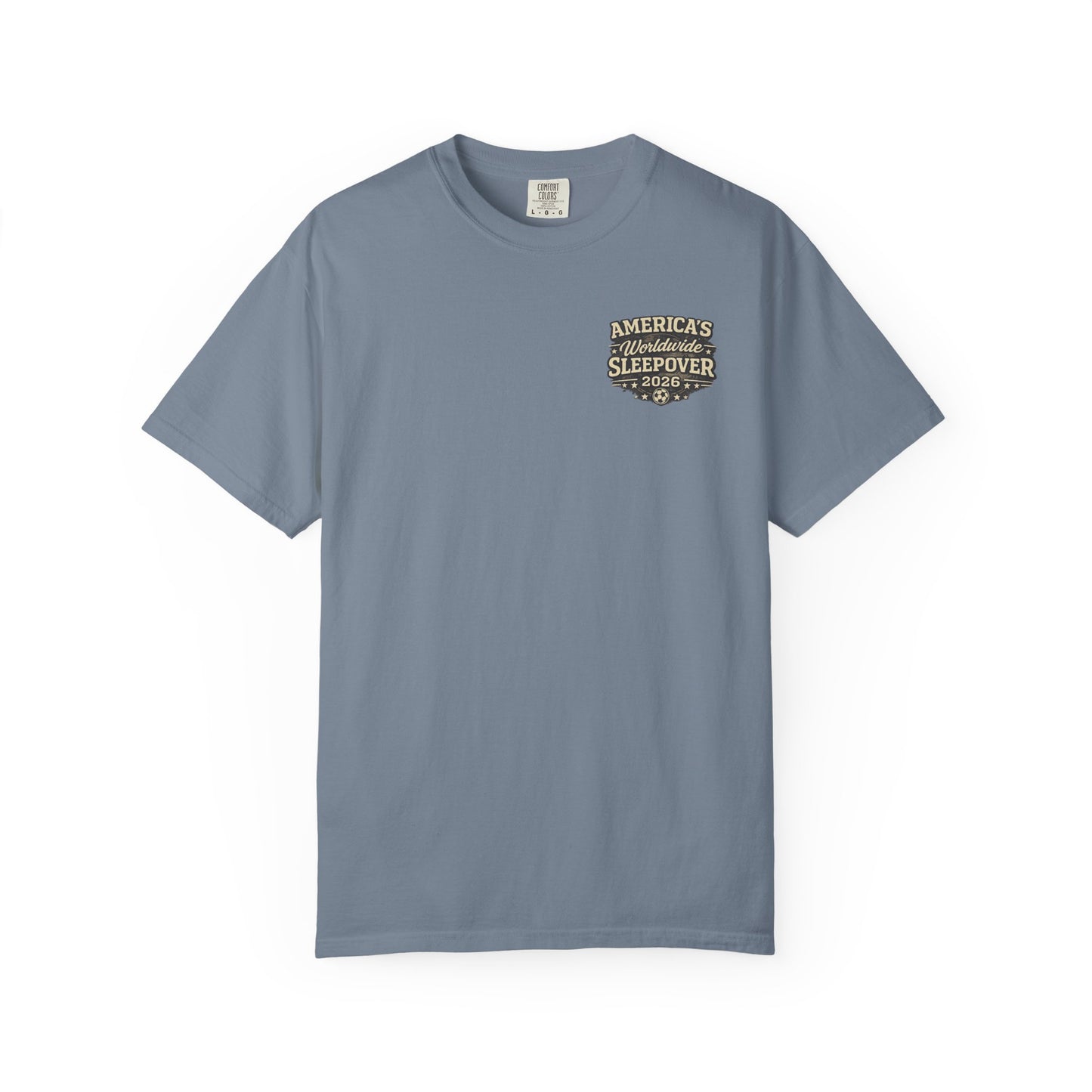 2026 Soccer Host Cities Shirt – Comfort Colors® Front & Back Graphic Tee | America's Worldwide Sleepover