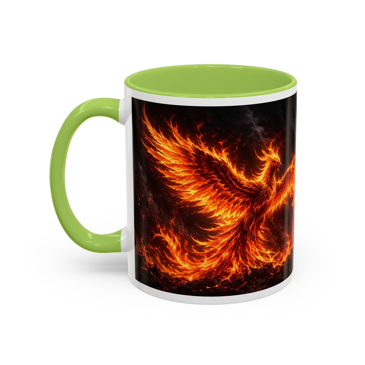 Flaming Phoenix Coffee Mug — Fiery Mythical Bird Accent Mug (11/15 oz)