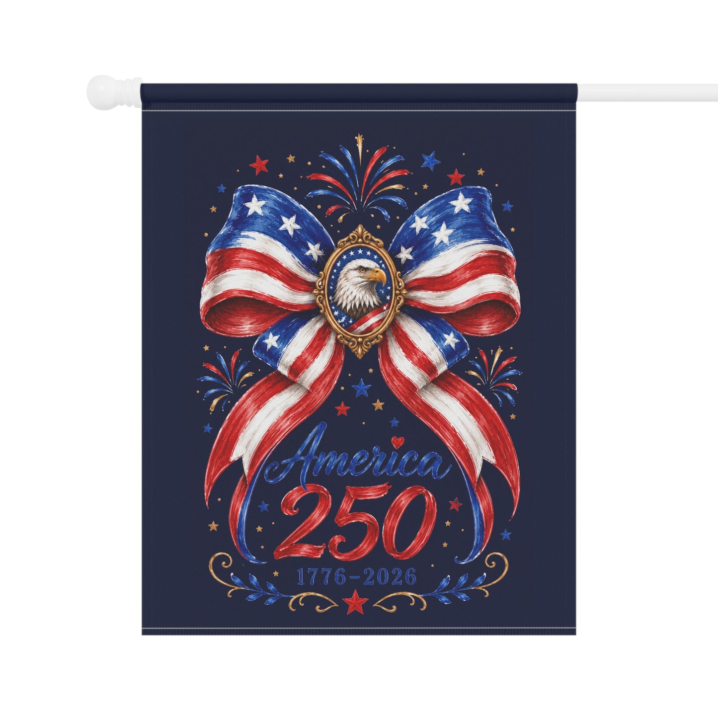 Garden Flag - America 250 Patriotic Bow Banner (1776–2026)
