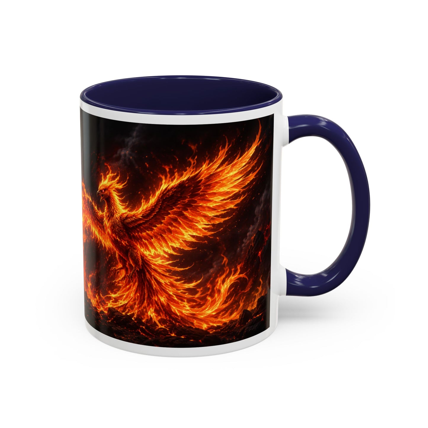 Flaming Phoenix Coffee Mug — Fiery Mythical Bird Accent Mug (11/15 oz)