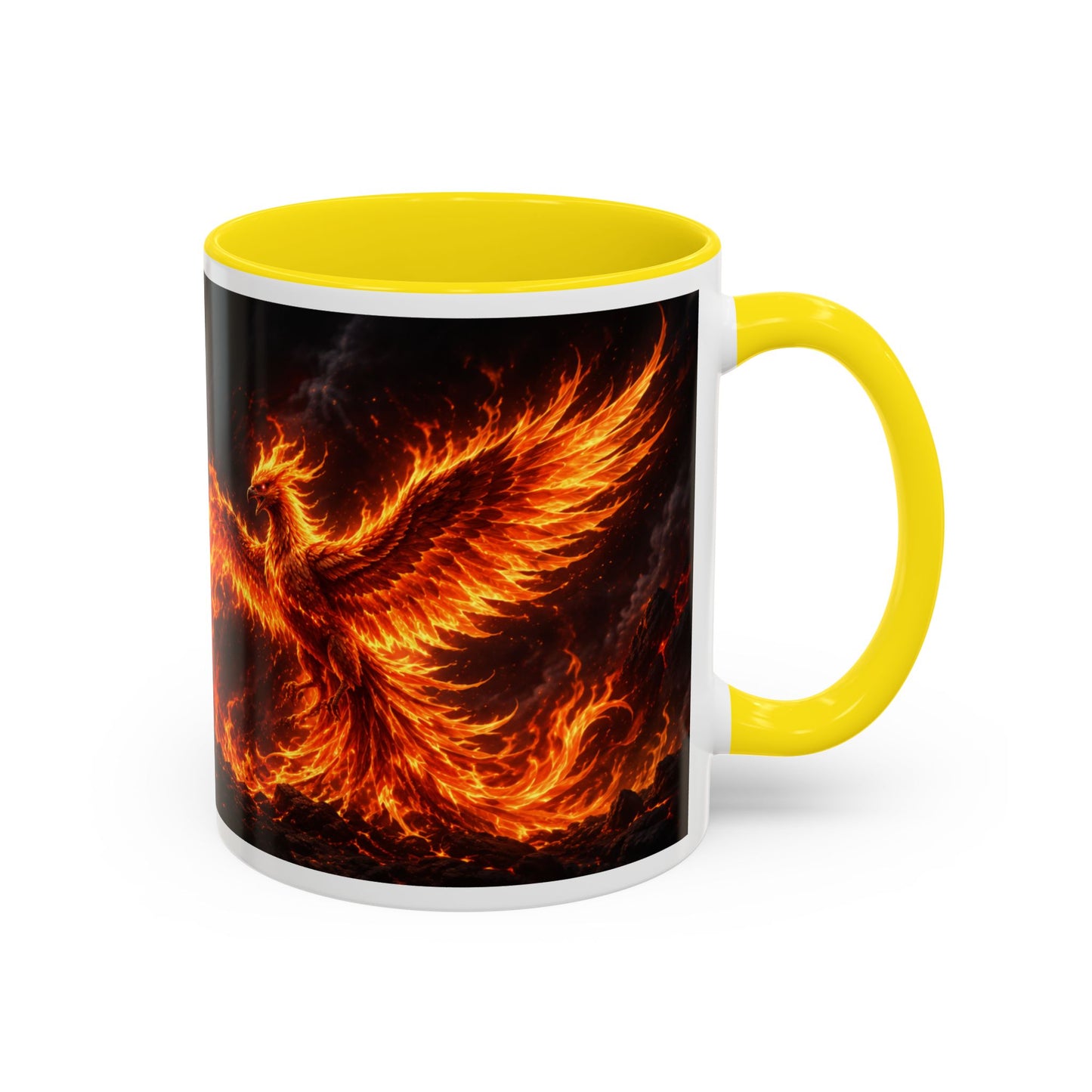 Flaming Phoenix Coffee Mug — Fiery Mythical Bird Accent Mug (11/15 oz)