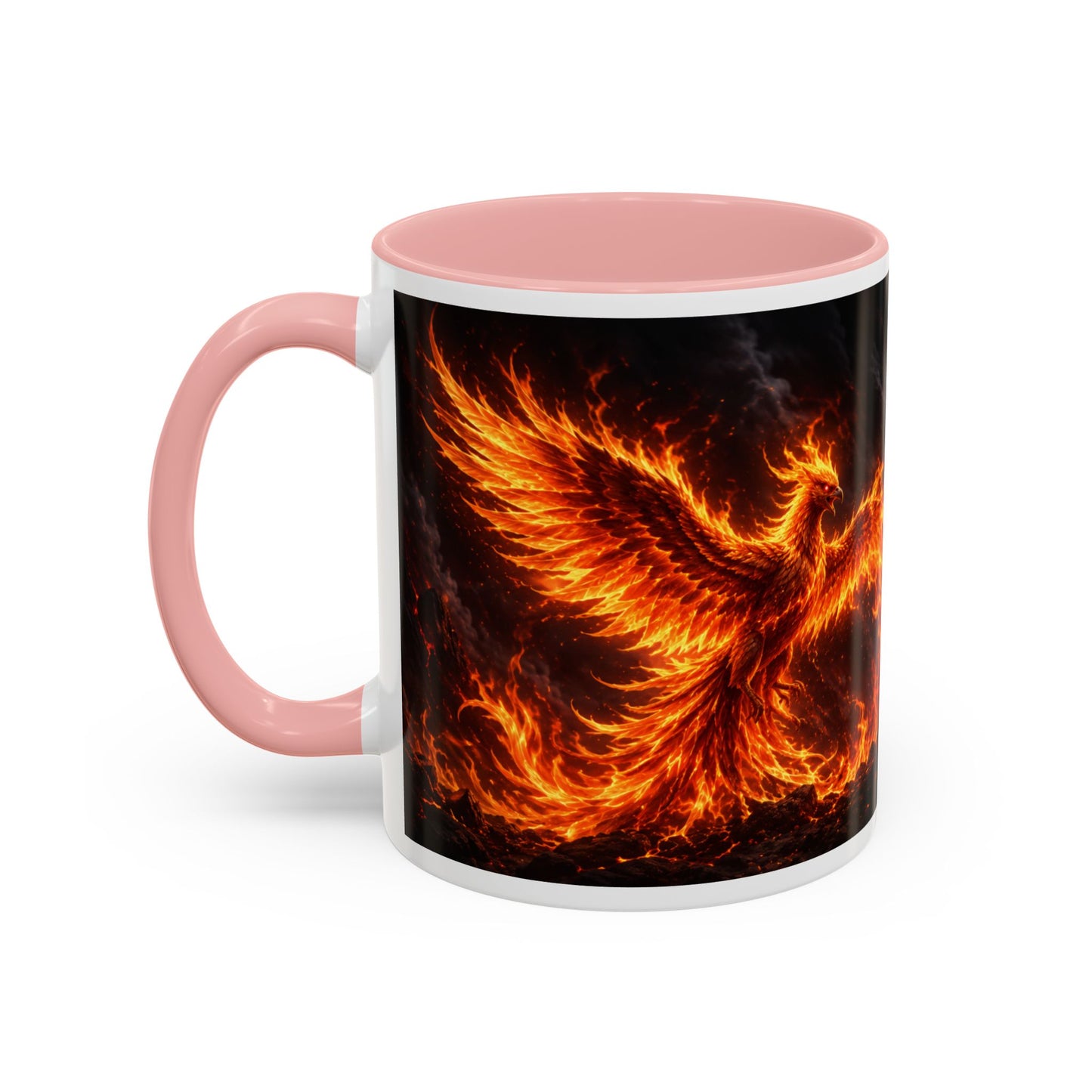 Flaming Phoenix Coffee Mug — Fiery Mythical Bird Accent Mug (11/15 oz)