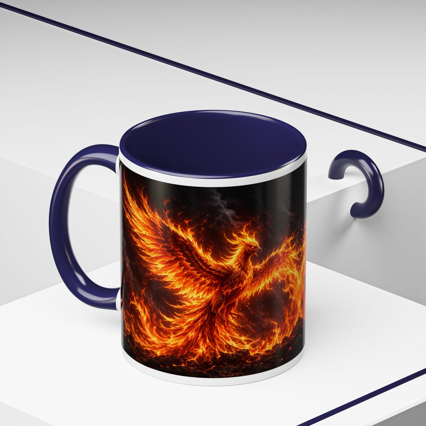 Flaming Phoenix Coffee Mug — Fiery Mythical Bird Accent Mug (11/15 oz)