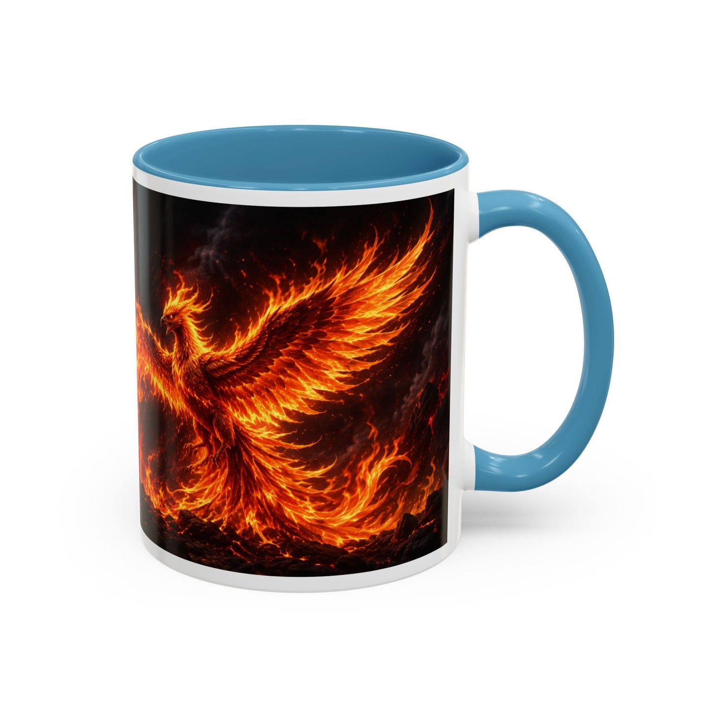 Flaming Phoenix Coffee Mug — Fiery Mythical Bird Accent Mug (11/15 oz)