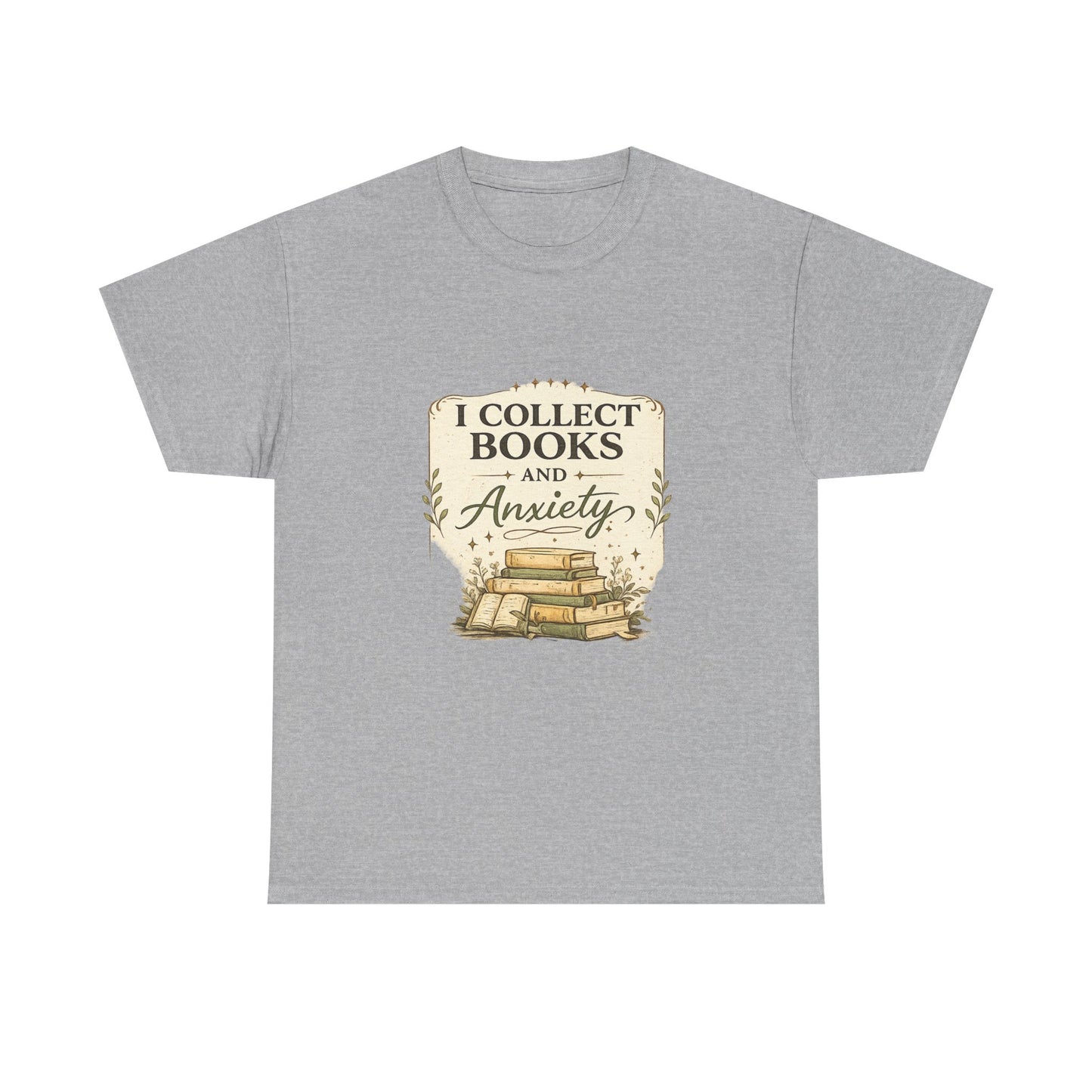 Book Lover Tee — "I Collect Books and Anxiety" Vintage Stack T‑Shirt