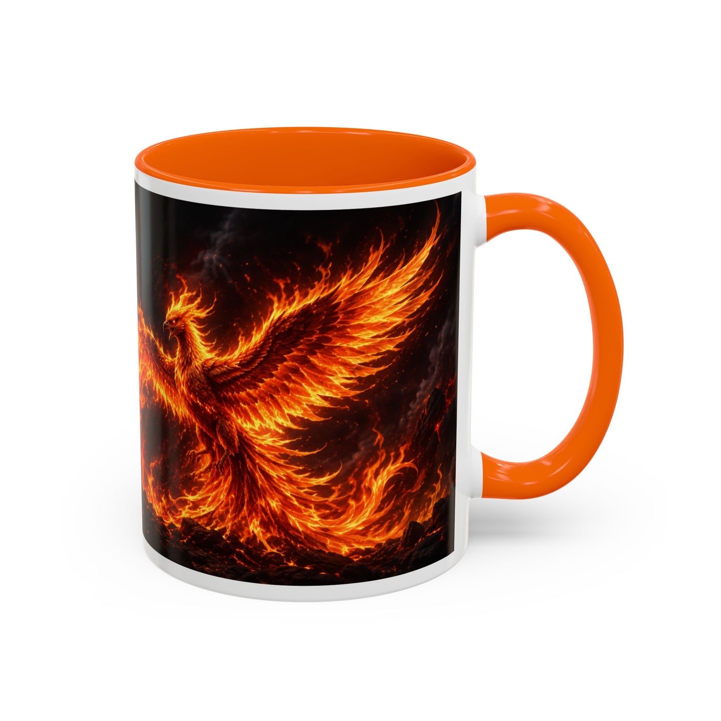 Flaming Phoenix Coffee Mug — Fiery Mythical Bird Accent Mug (11/15 oz)