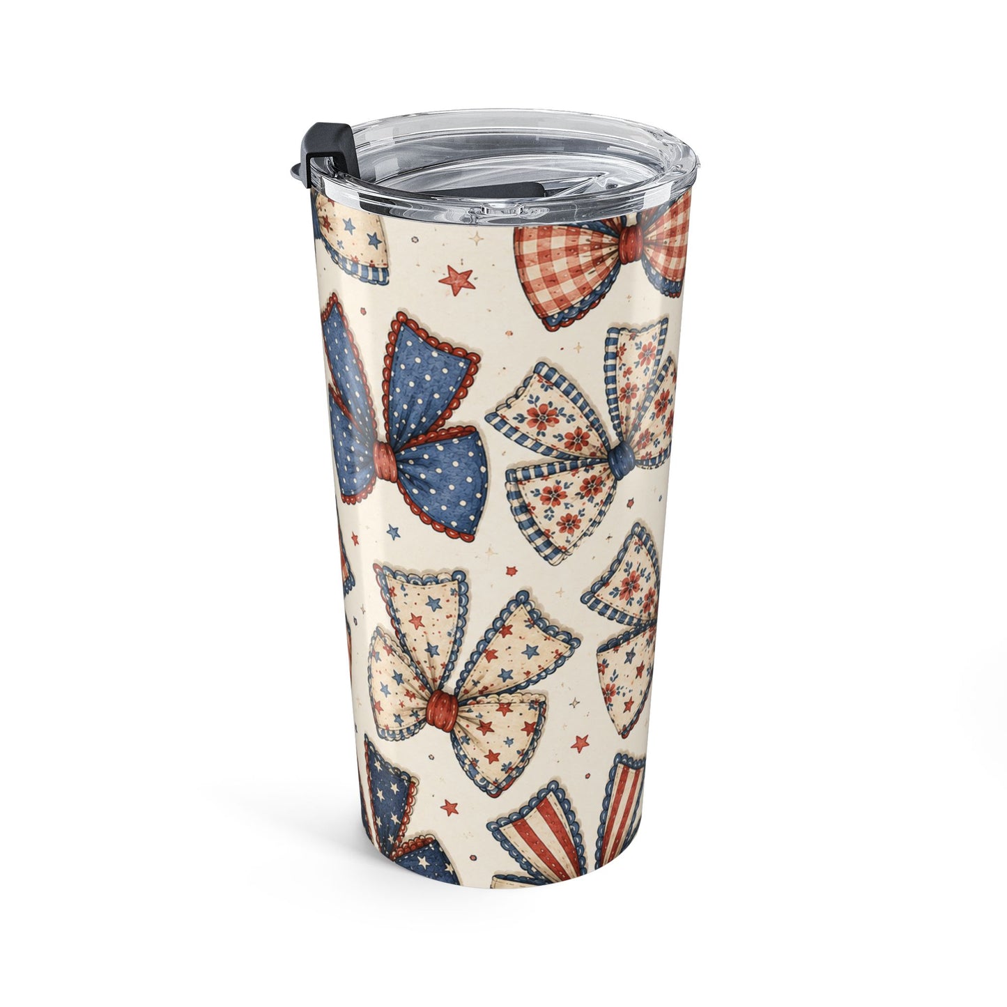 Patriotic Patchwork Bows 20 oz Skinny Tumbler | Fourth of July Insulated Cup | Americana Bow Tumbler | Summer Drinkware Gift