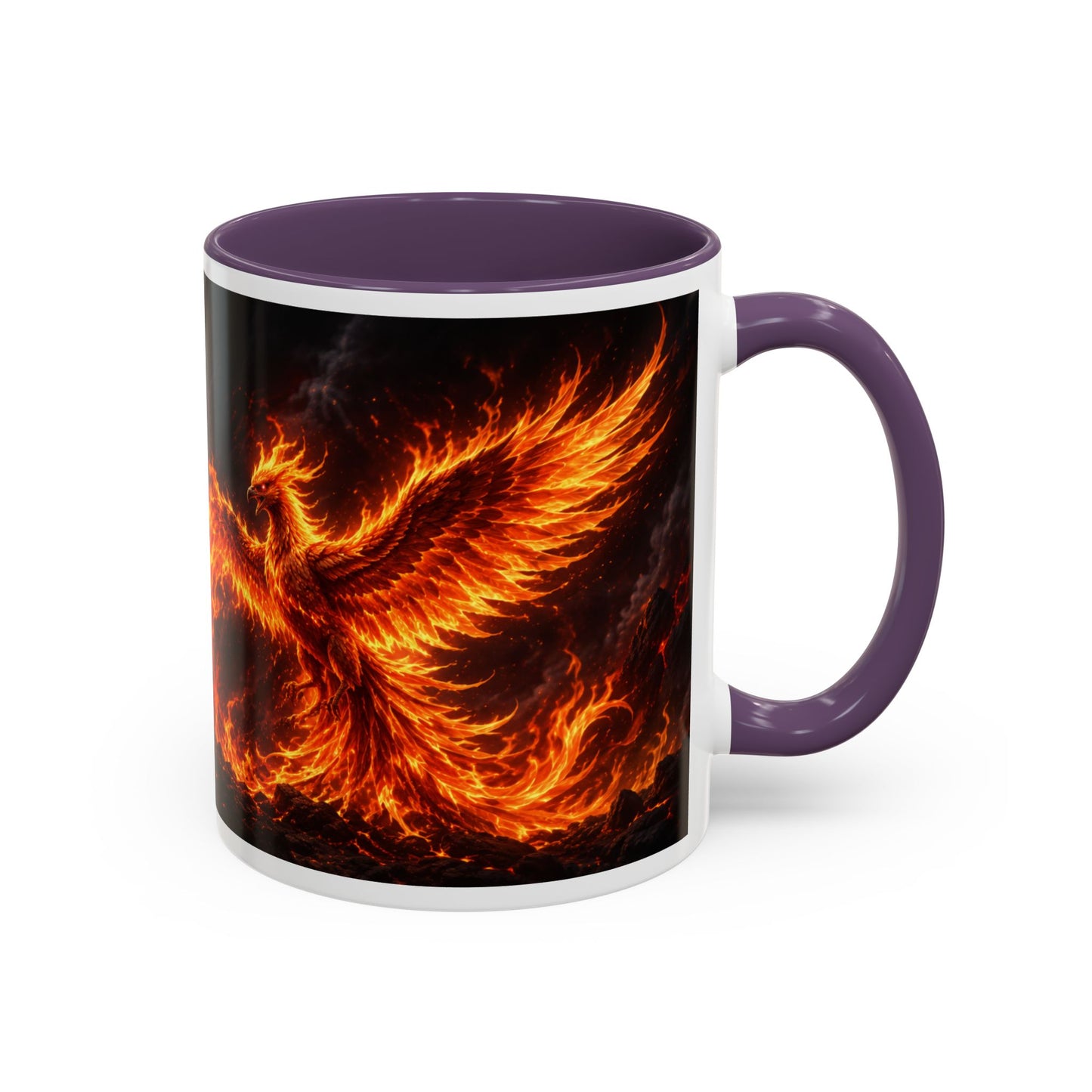 Flaming Phoenix Coffee Mug — Fiery Mythical Bird Accent Mug (11/15 oz)