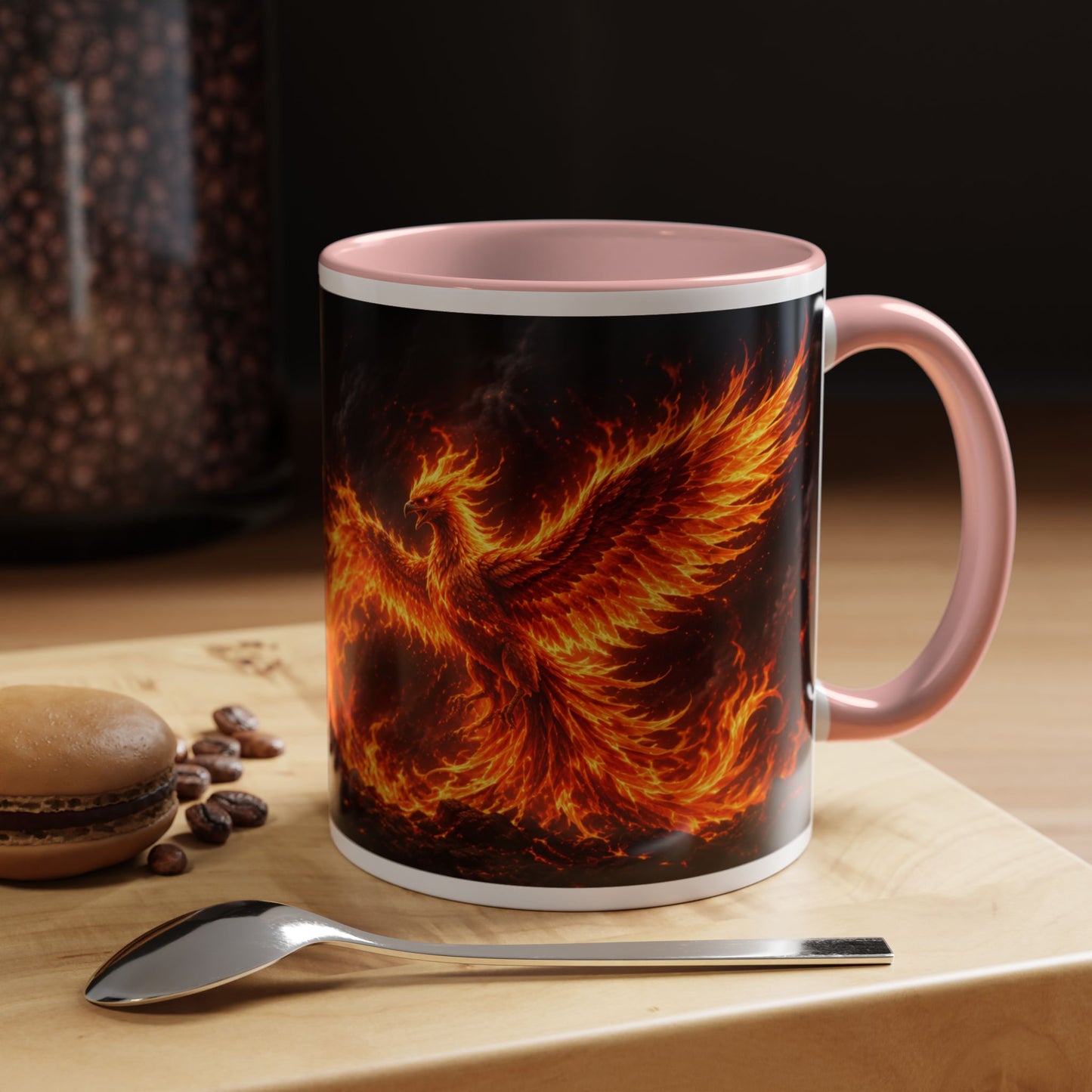 Flaming Phoenix Coffee Mug — Fiery Mythical Bird Accent Mug (11/15 oz)