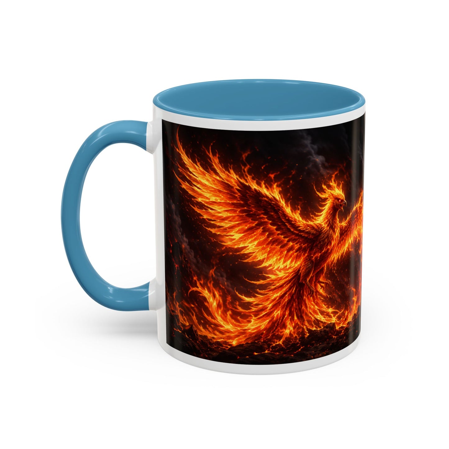 Flaming Phoenix Coffee Mug — Fiery Mythical Bird Accent Mug (11/15 oz)