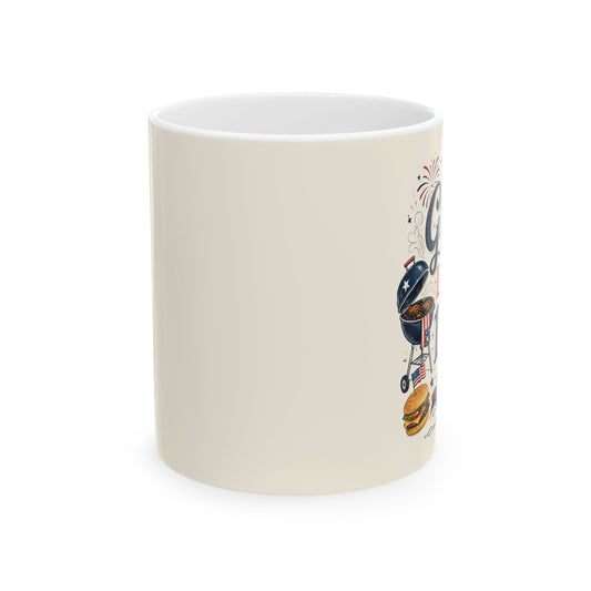 BBQ Grill Dad Ceramic Mug – 'Grillin' Since 19??' Patriotic Barbecue Coffee Cup (11oz & 15oz)