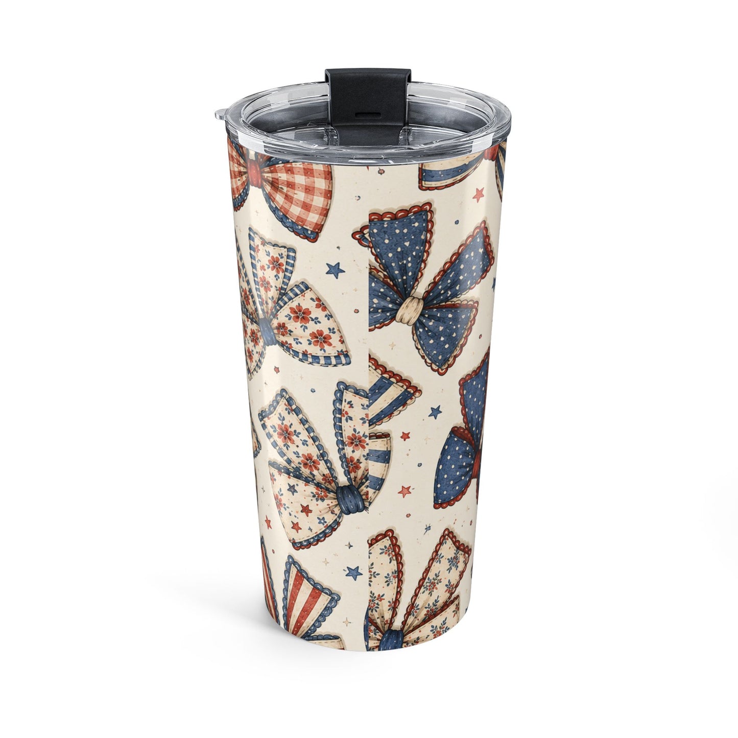 Patriotic Patchwork Bows 20 oz Skinny Tumbler | Fourth of July Insulated Cup | Americana Bow Tumbler | Summer Drinkware Gift