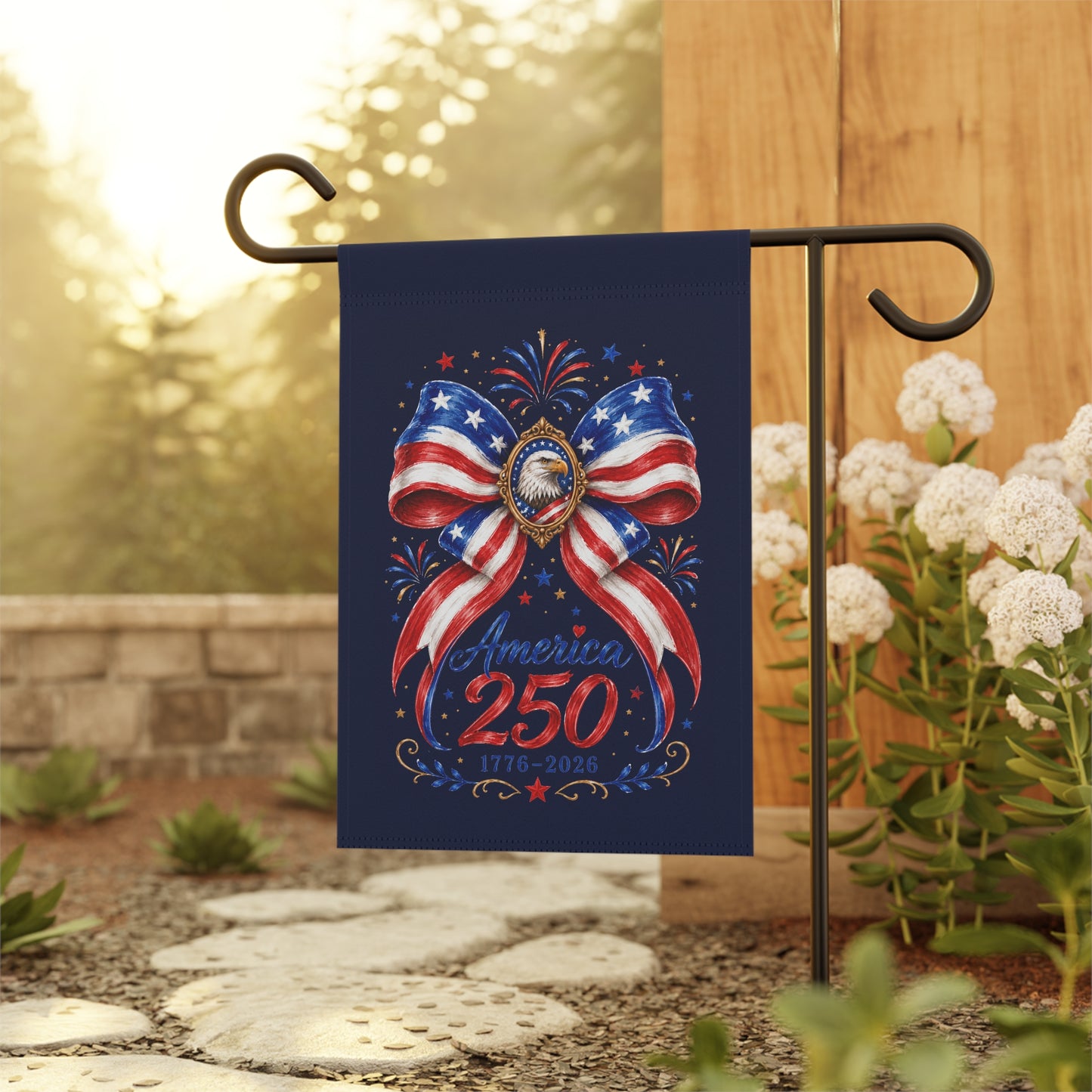 Garden Flag - America 250 Patriotic Bow Banner (1776–2026)