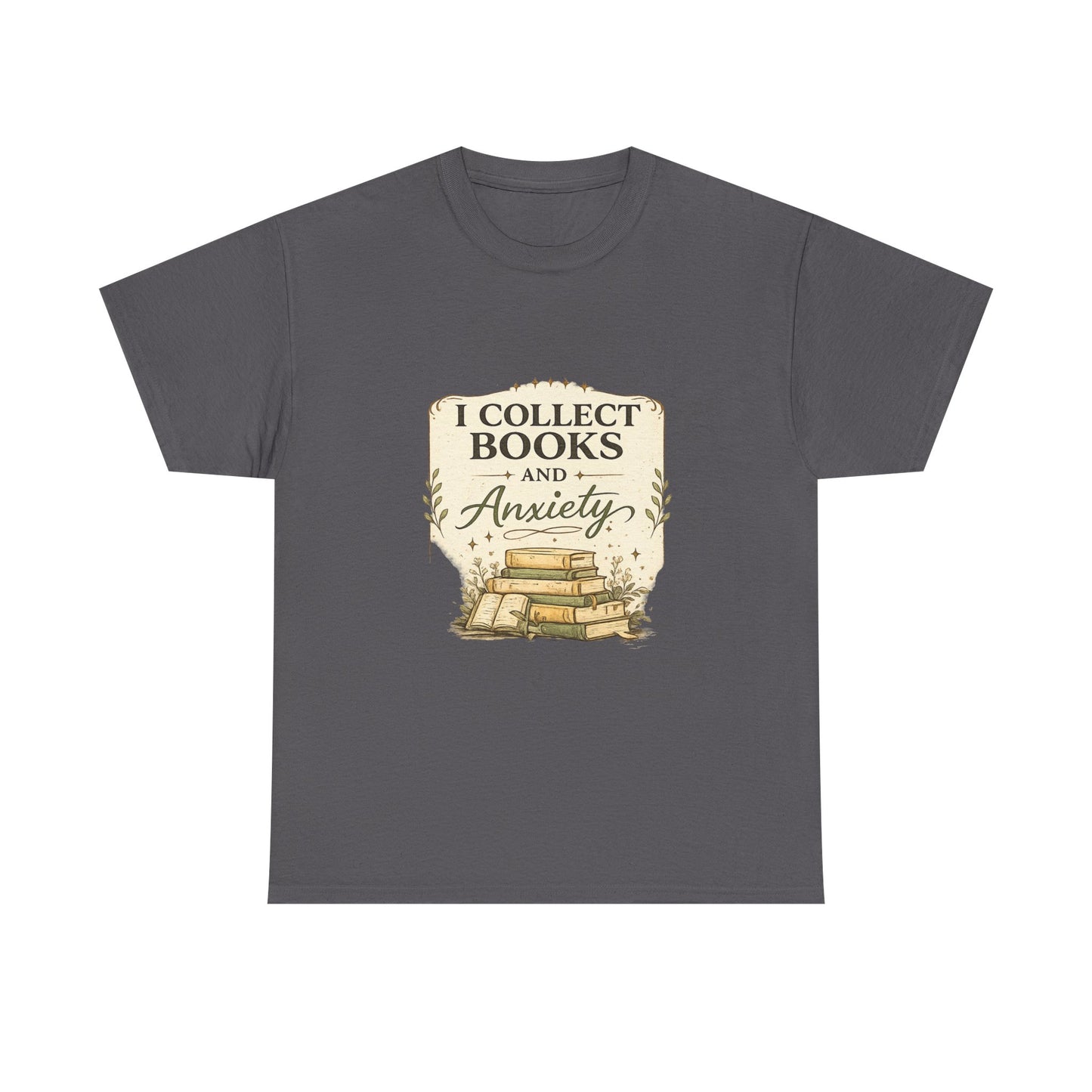 Book Lover Tee — "I Collect Books and Anxiety" Vintage Stack T‑Shirt