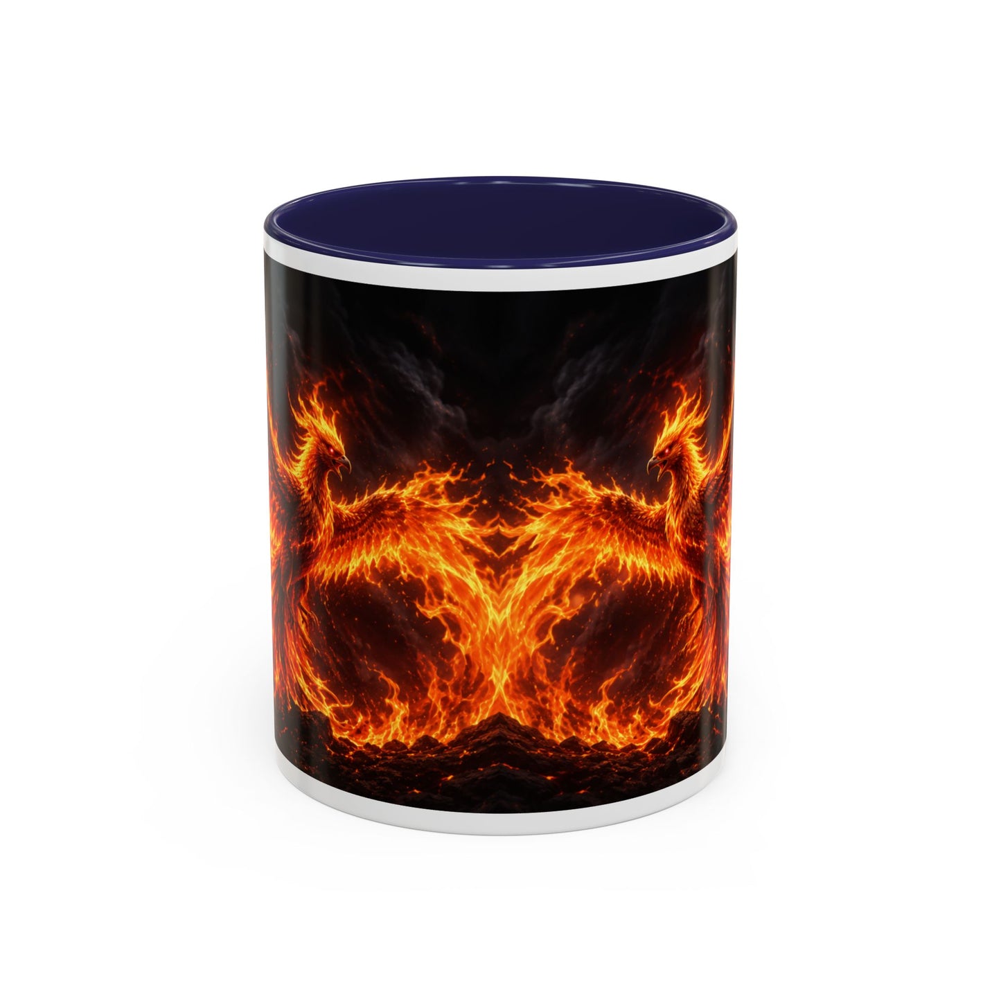 Flaming Phoenix Coffee Mug — Fiery Mythical Bird Accent Mug (11/15 oz)