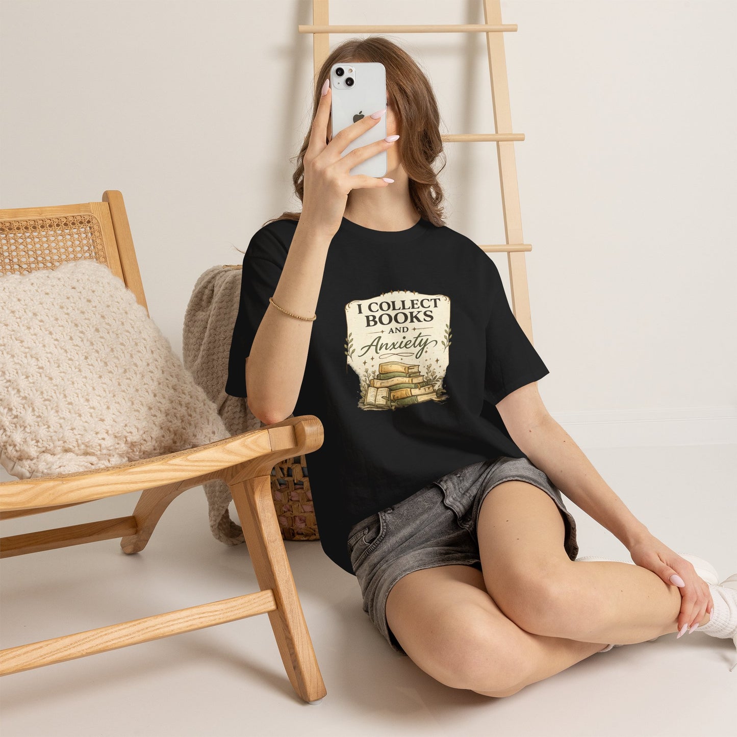 Book Lover Tee — "I Collect Books and Anxiety" Vintage Stack T‑Shirt