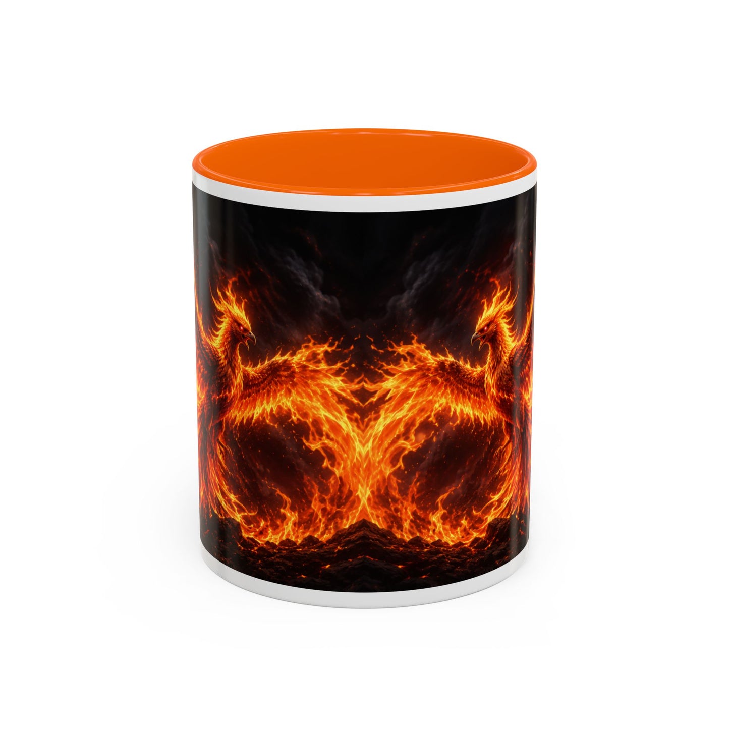 Flaming Phoenix Coffee Mug — Fiery Mythical Bird Accent Mug (11/15 oz)