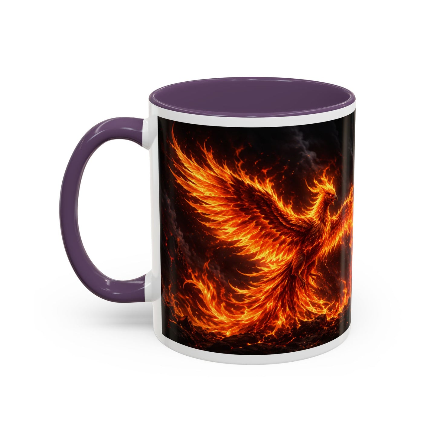 Flaming Phoenix Coffee Mug — Fiery Mythical Bird Accent Mug (11/15 oz)