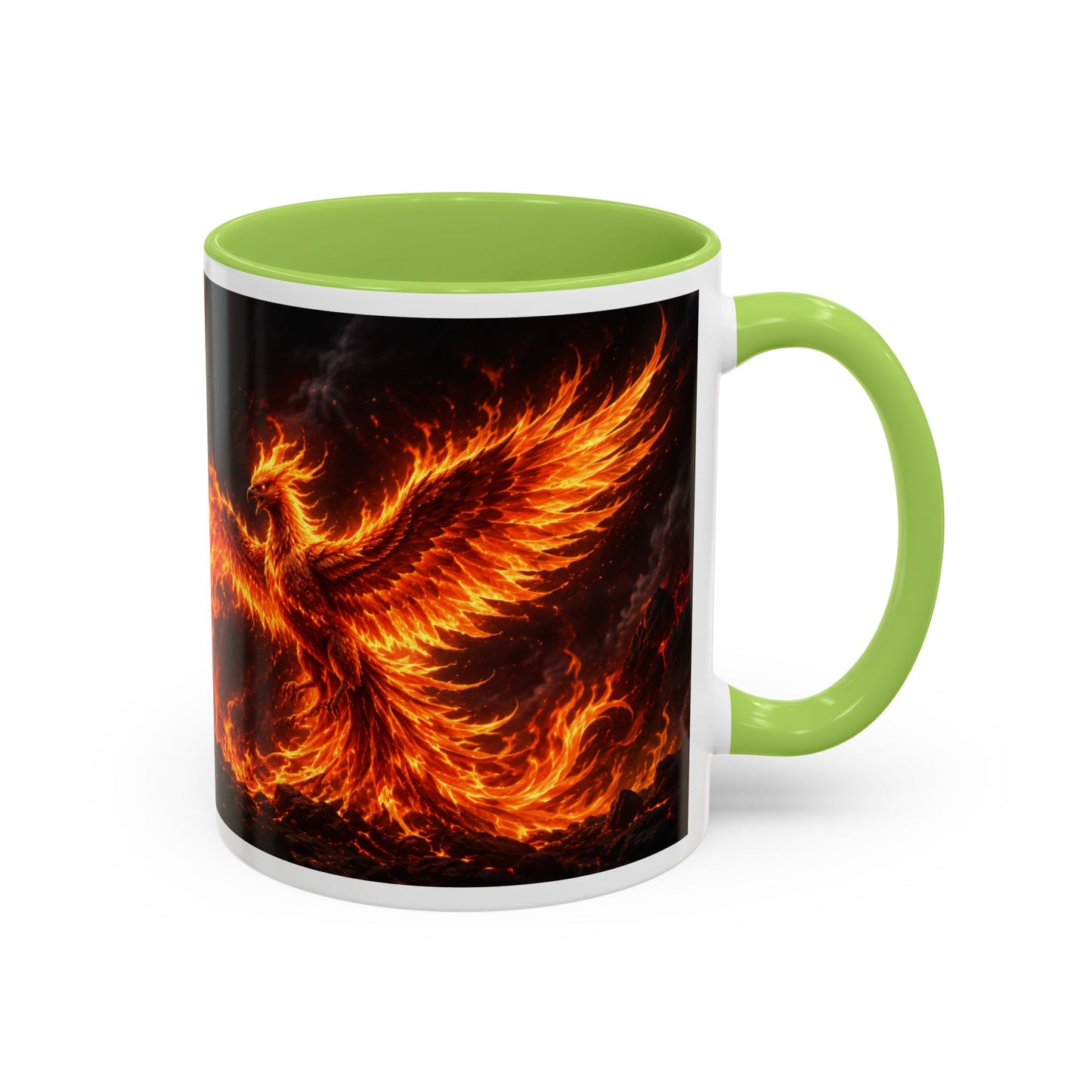 Flaming Phoenix Coffee Mug — Fiery Mythical Bird Accent Mug (11/15 oz)
