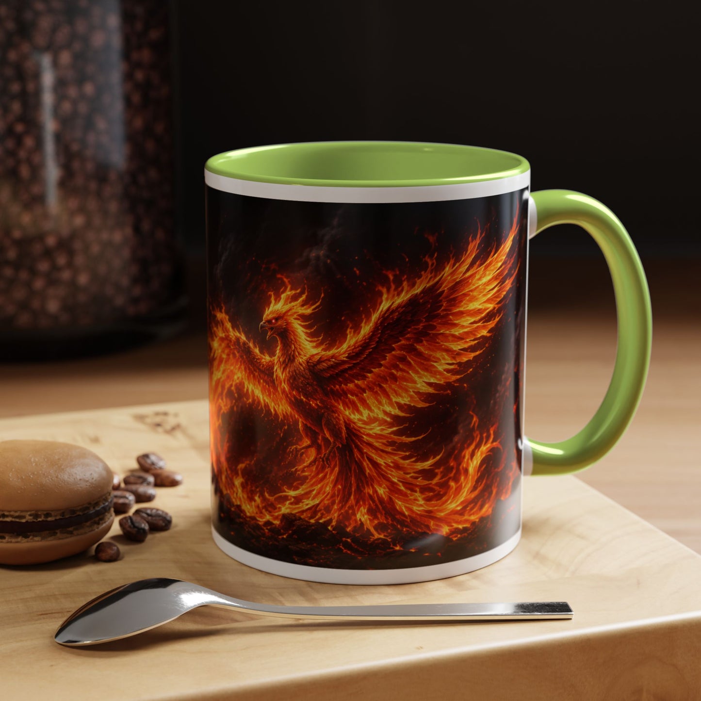 Flaming Phoenix Coffee Mug — Fiery Mythical Bird Accent Mug (11/15 oz)