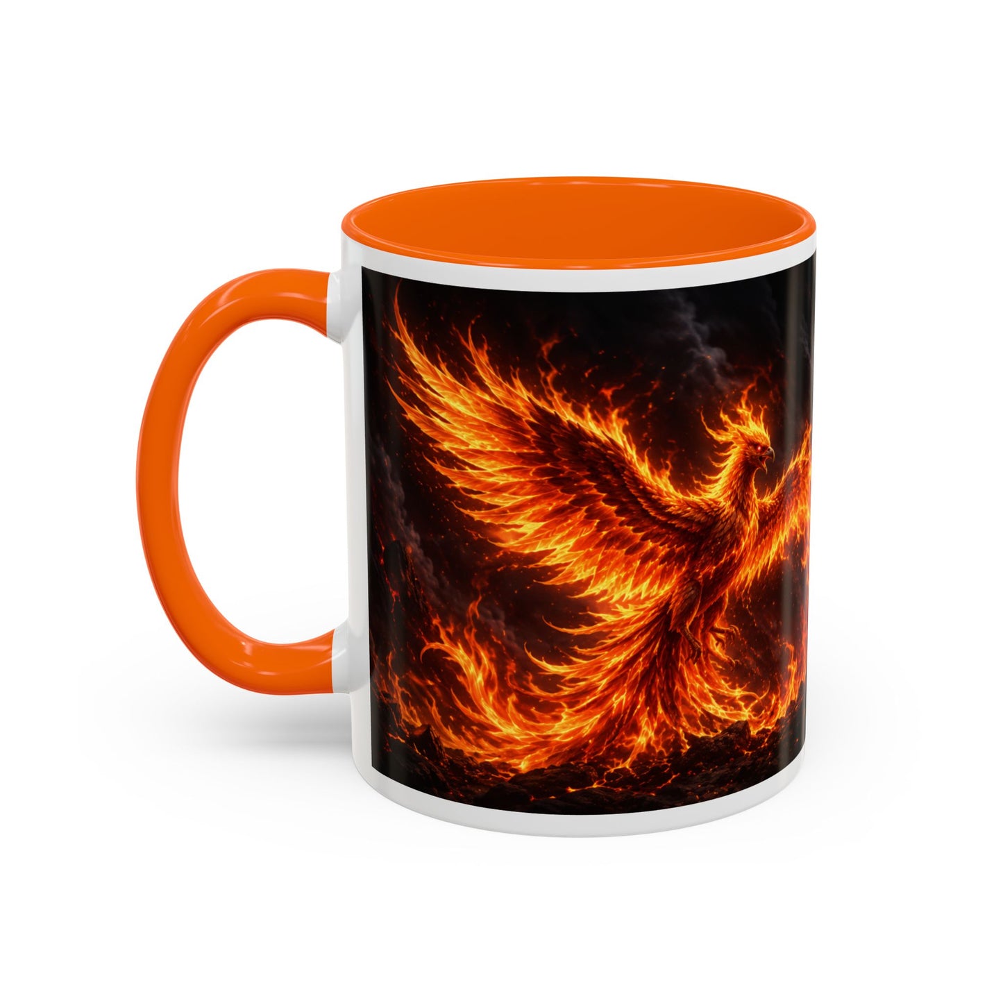 Flaming Phoenix Coffee Mug — Fiery Mythical Bird Accent Mug (11/15 oz)