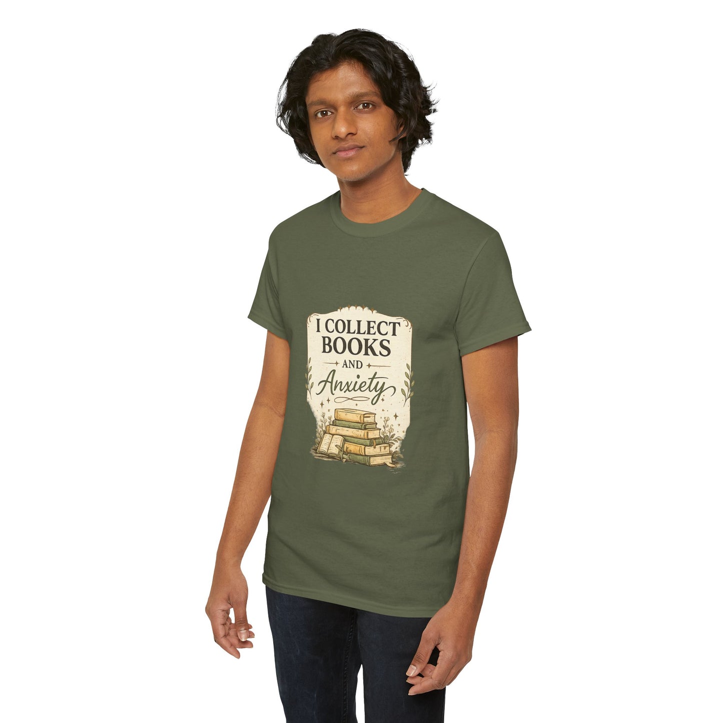 Book Lover Tee — "I Collect Books and Anxiety" Vintage Stack T‑Shirt