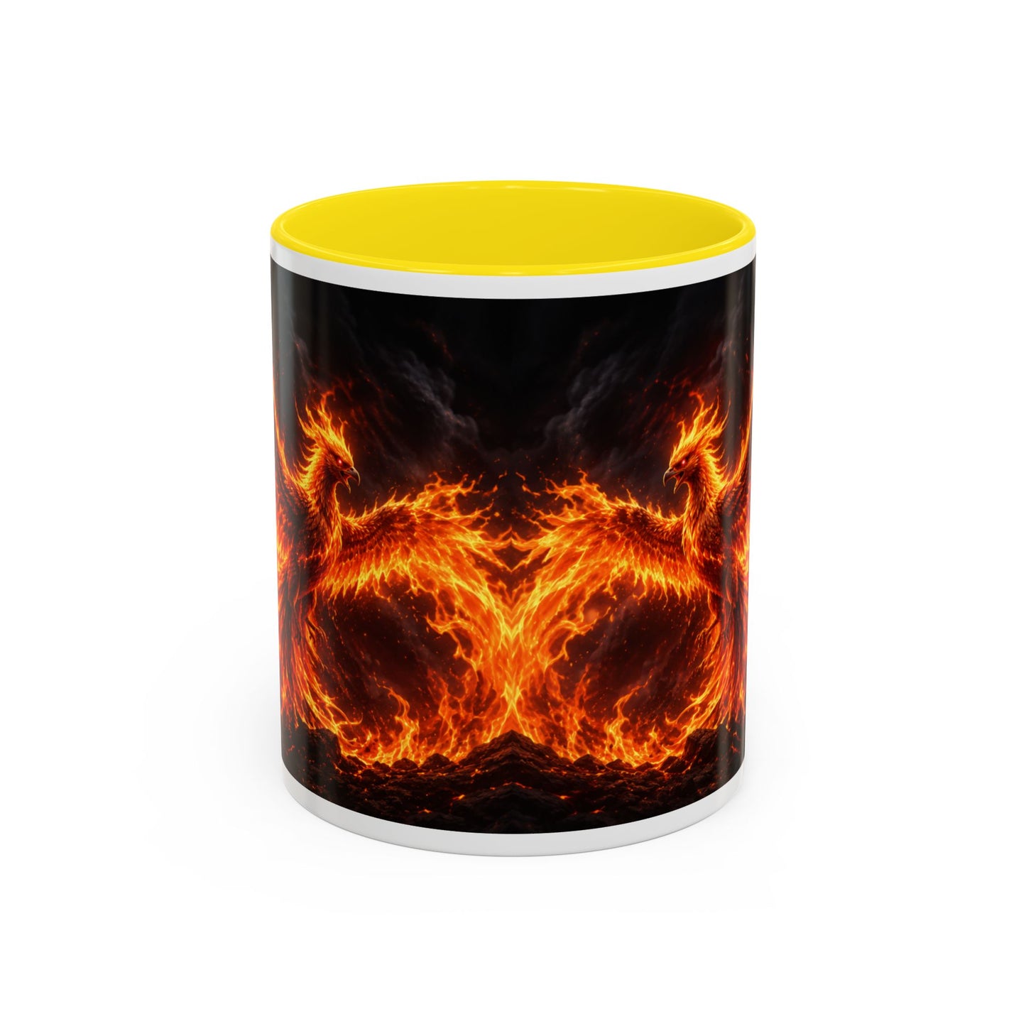 Flaming Phoenix Coffee Mug — Fiery Mythical Bird Accent Mug (11/15 oz)