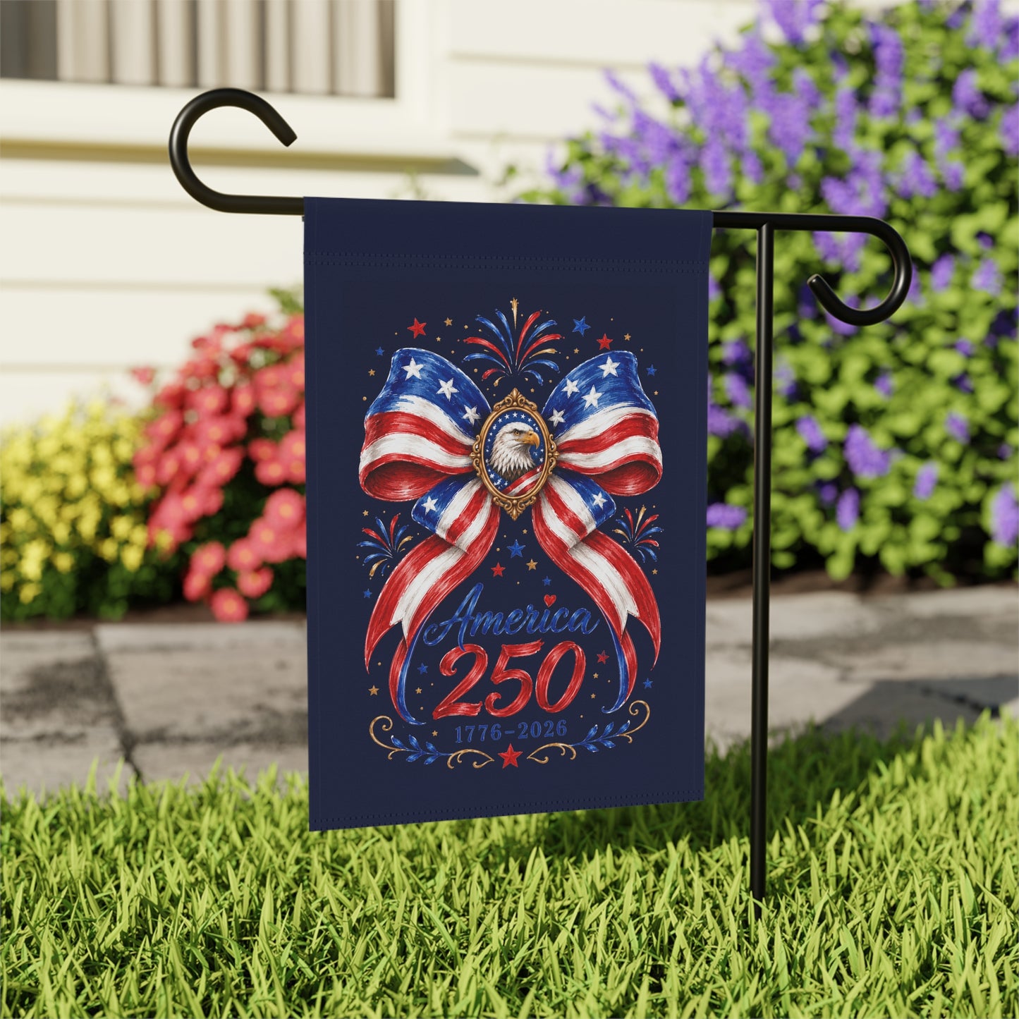 Garden Flag - America 250 Patriotic Bow Banner (1776–2026)